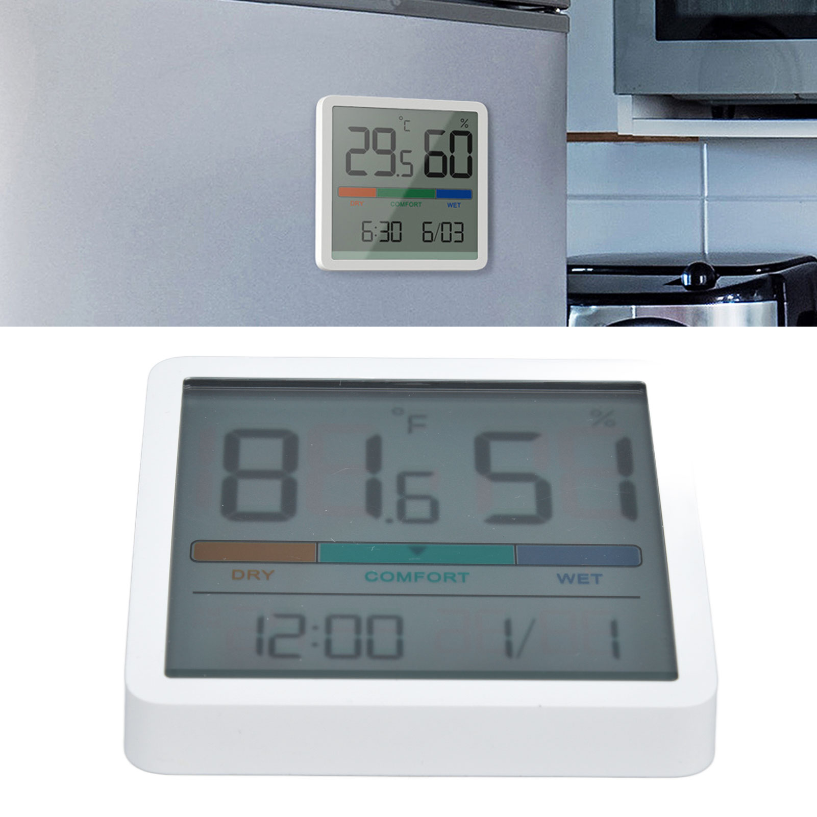 Digitales Thermometer Und Hygrometer Mit Großem Display Für Den Heimgebrauch, Schlichtes Design, Ideal Fürs Babyzimmer. Es Misst Und Speichert Die Minimale Und Maximale Raumtemperatur.