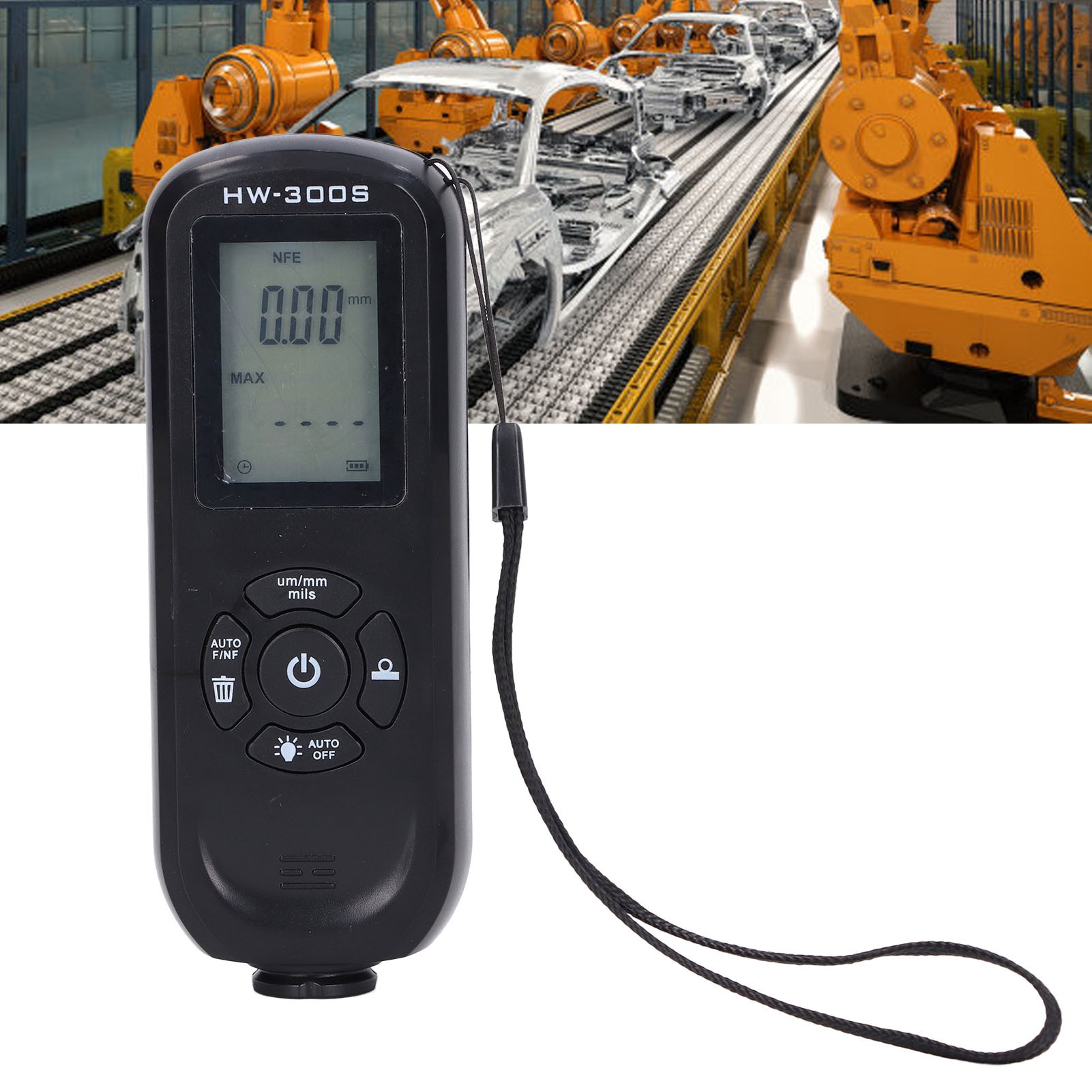 Hw-300s Metallbeschichtungsdickenmessgerät, Vertikalanzeige, Hintergrundbeleuchtetes Lcd, Schwarz