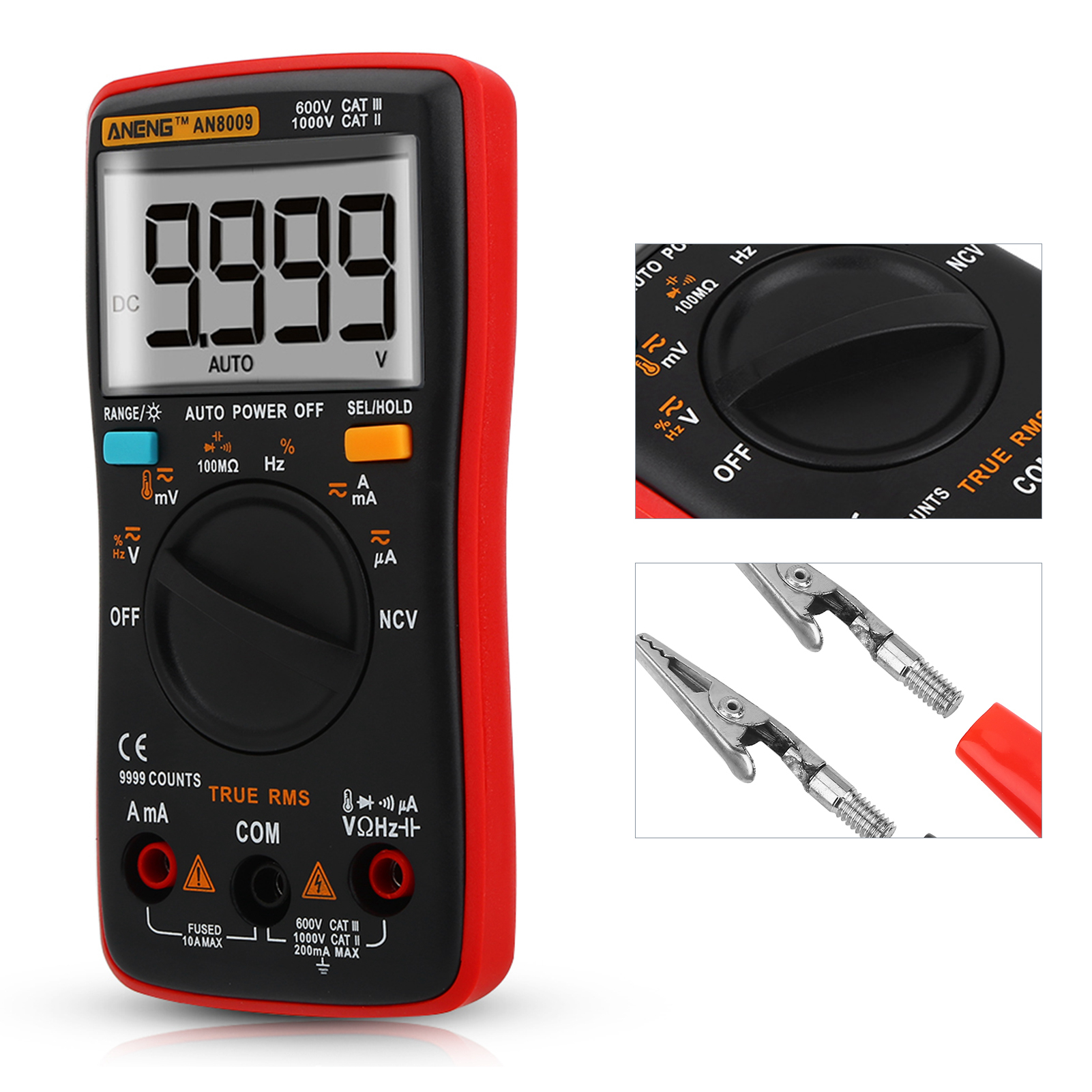 Aneng An8009 Digitalmultimeter Mit Automatischer Bereichswahl (rot, Batterielos)
