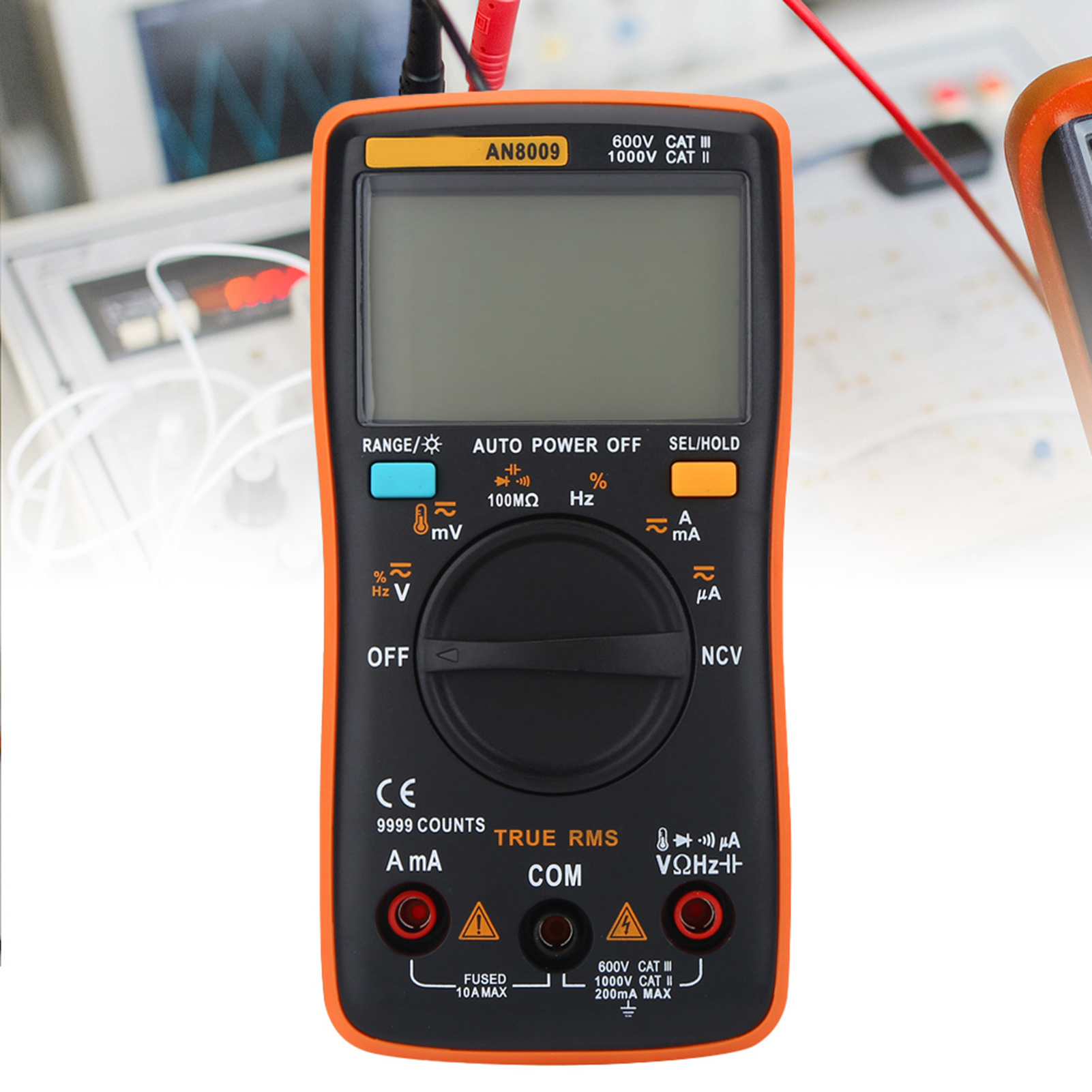 Aneng An8009 Digitalmultimeter Mit Automatischer Bereichswahl, Orange, Batterielos