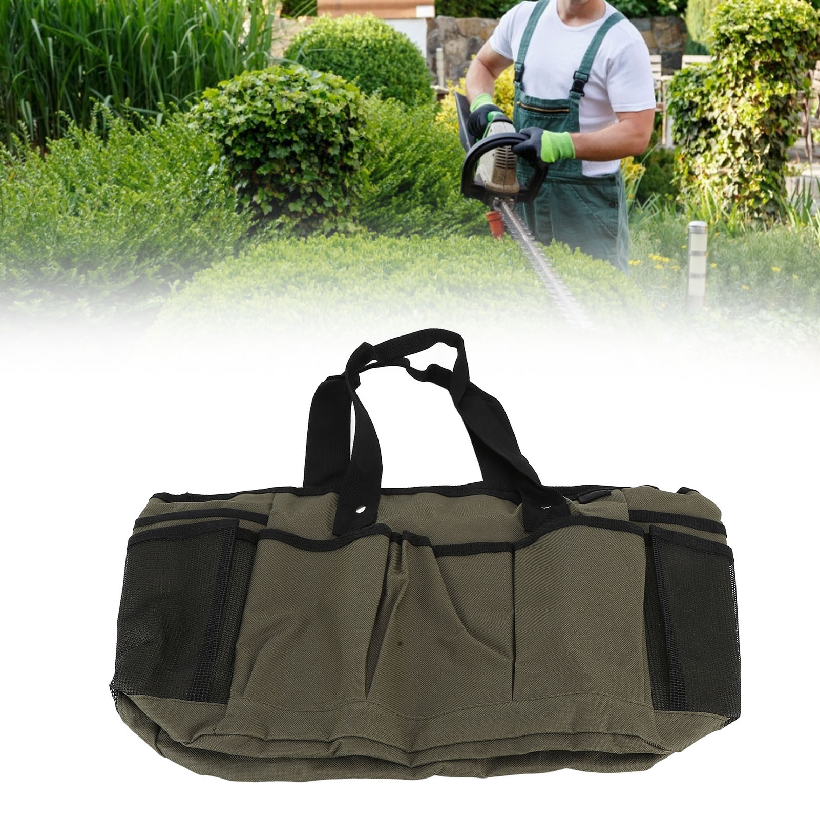Tragbare Gartengerätetasche Für Den Außenbereich, Aufbewahrungstasche Für Gartenscheren, Gartengerätetasche Aus Oxford-gewebe, Olivgrün.