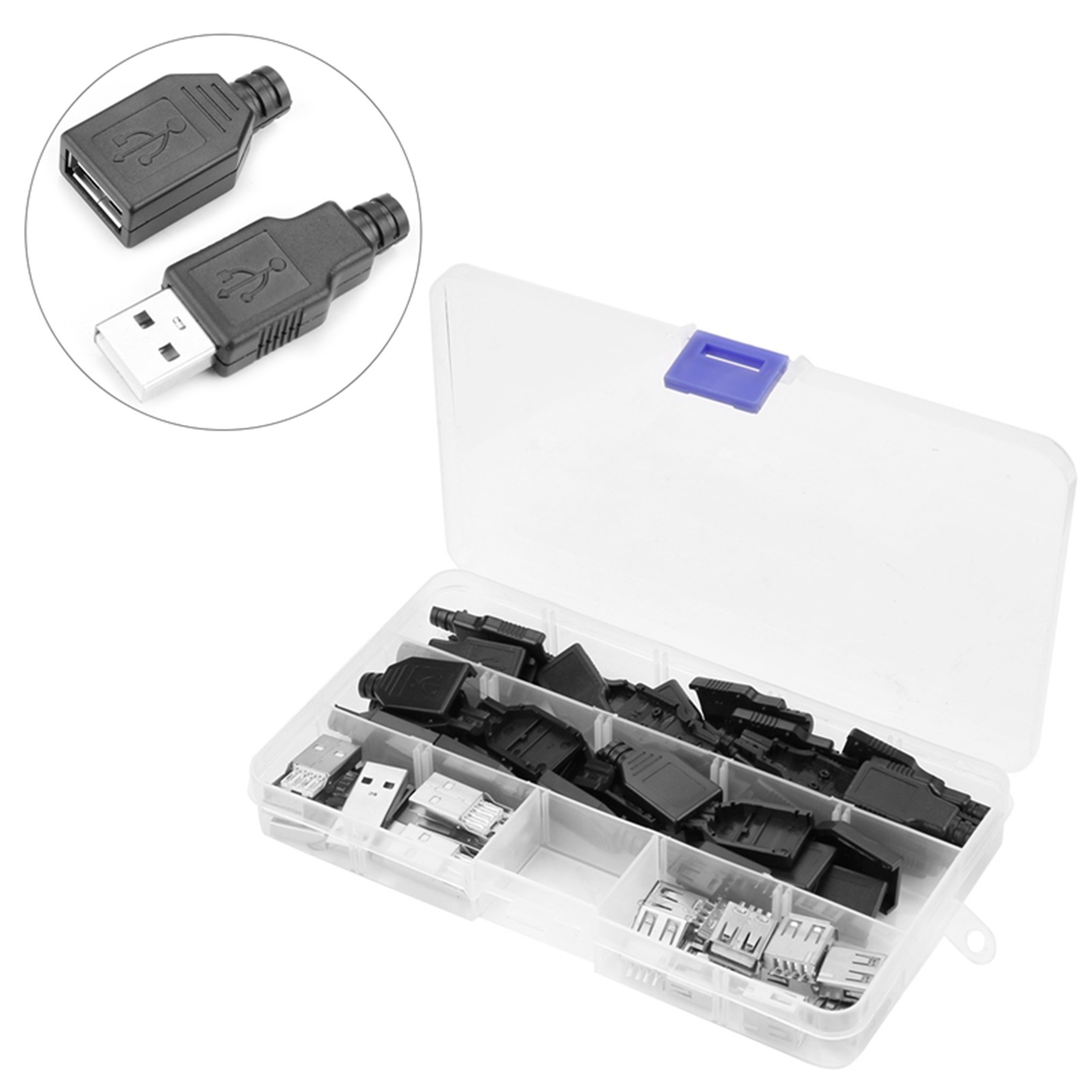 Schachtel Mit 20 Usb 2.0-anschlüssen (stecker/buchse, Usb A/buchse)