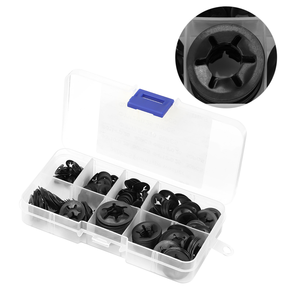 Unterlegscheiben Und Sicherungsringe Aus 65mn-stahl, Durchmesser 3/4/5/6/8/10/12 Mm, Packung Mit 260 Stück