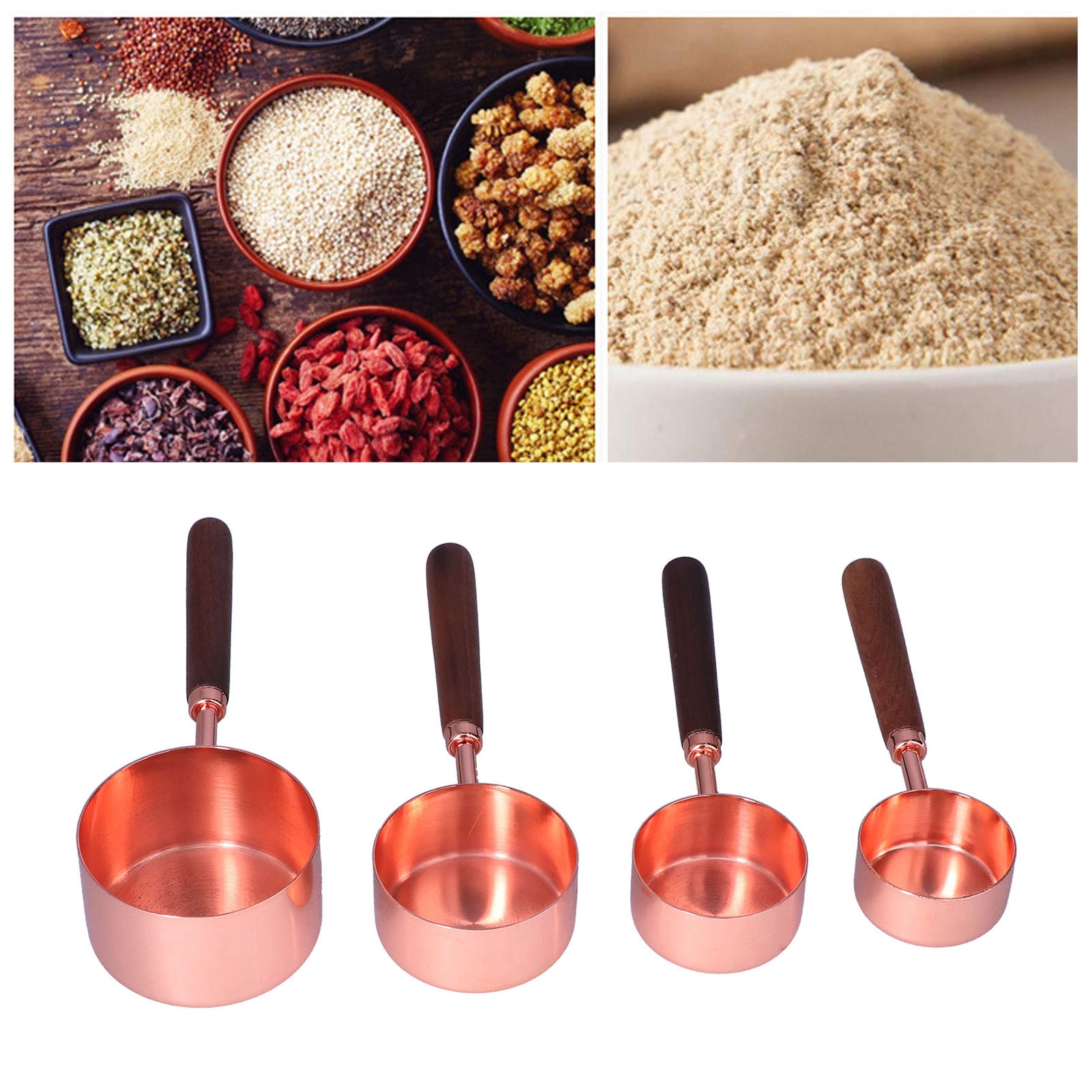 Set Aus Messlöffeln Und -bechern Mit Kupfergriffen, Küchen- Und Backutensilien, Cocktailmesslöffel