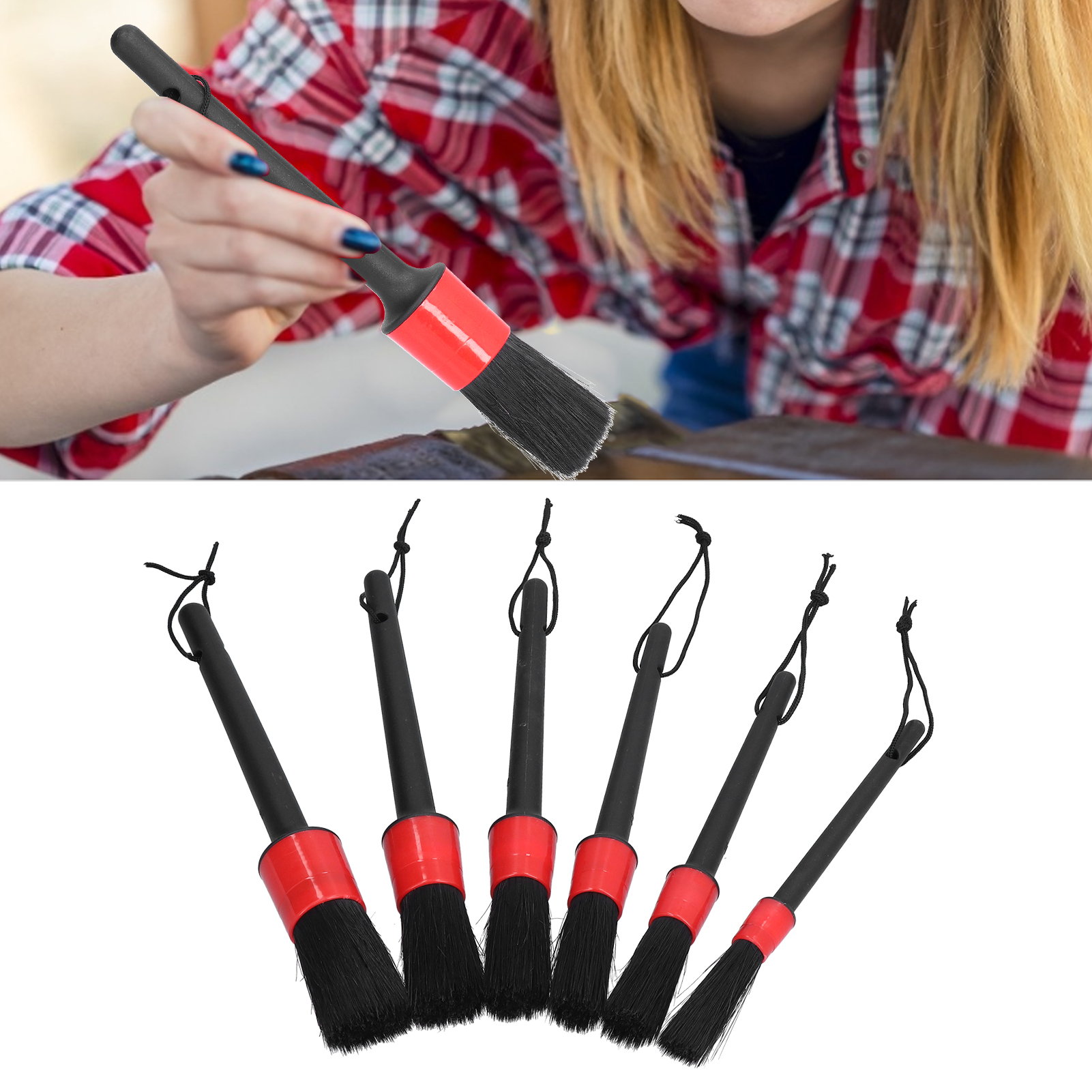 Set Mit 6 Autopflege-reinigungsbürsten, Inklusive Eines Werkzeugs Für Ritzen, Einer Weichen Borstenbürste Für Die Autowäsche Und Reinigungswerkzeugen Für Lüftungsschlitze.