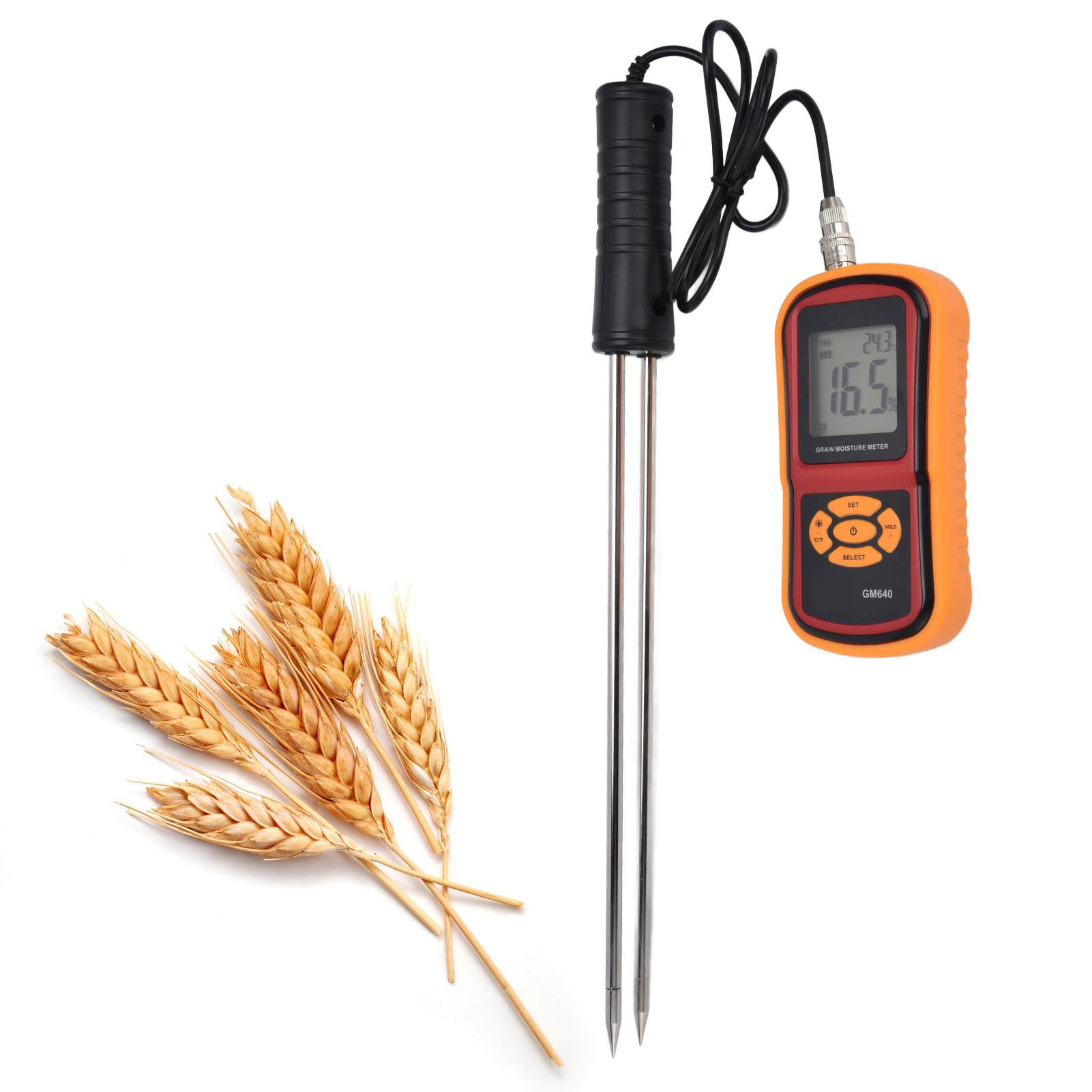Tragbares Digitales Hygrometer Mit Digitalanzeige Für Mais Und Weizen, Digitales Hygrometer Mit Messsonde, Lcd-hygrometer Geeignet Zur Feuchtigkeitsprüfung Von Weizen, Mais, Reis Und Bohnen.