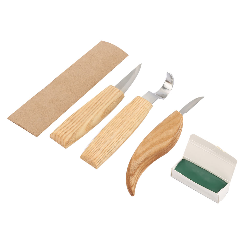 Set Aus 5 Holzschnitzmessern, Darunter Gebogene Und Gerade Messer, Schnittfeste Handschuhe, Zum Schnitzen Von Holzlöffeln Und Zum Gestalten Von Designs Von Hand.