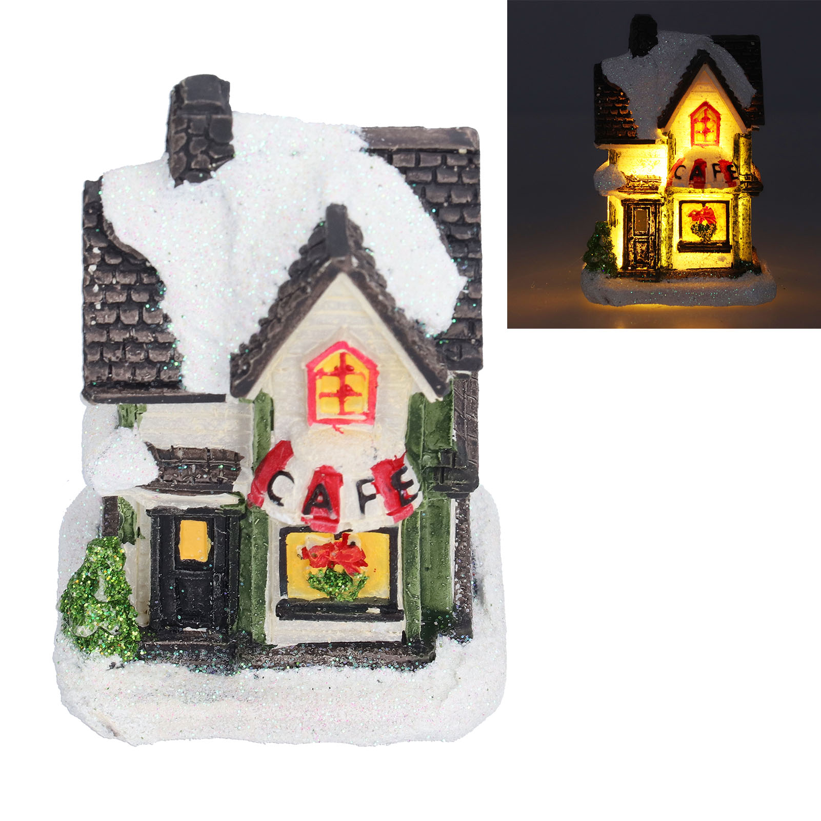 Miniatur-led-nachtlicht Aus Kunstharz In Form Eines Hauses, Festliche Schreibtischdekoration, Weihnachtsgeschenk.
