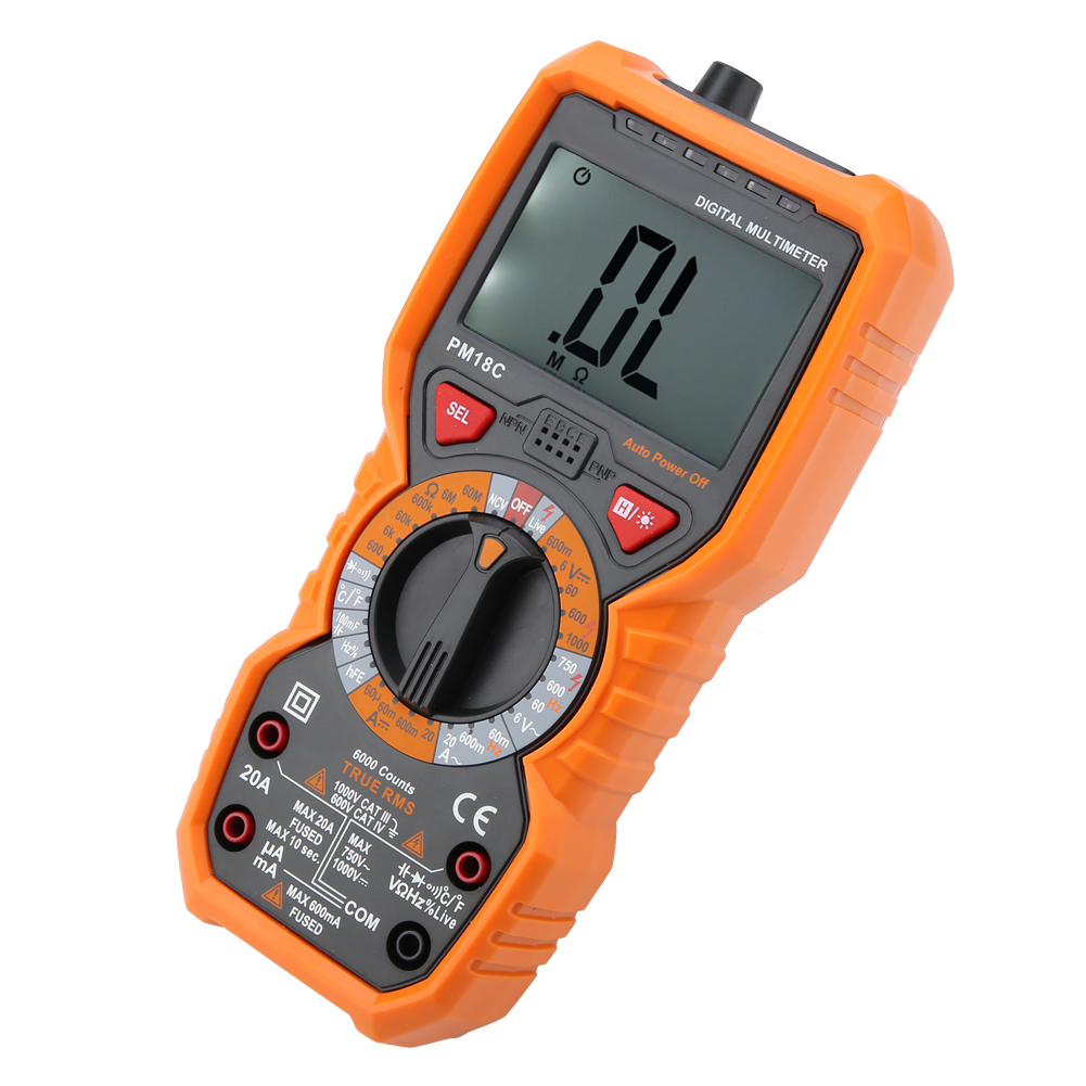 Peakmeter Pm18c Digitalmultimeter Zur Messung Von Spannung, Strom, Widerstand, Kapazität, Frequenz, Temperatur Und Nichtleitfähigkeit (ncv).