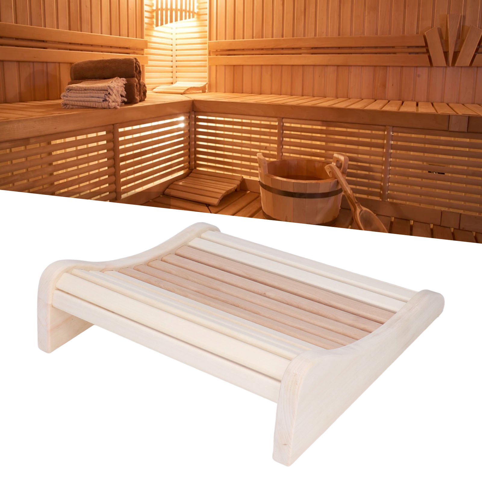 Wintersaunazubehör S1011b: Zweifarbige Rücken- Und Kopfstützenkissen Aus Holz Für Trockensaunen