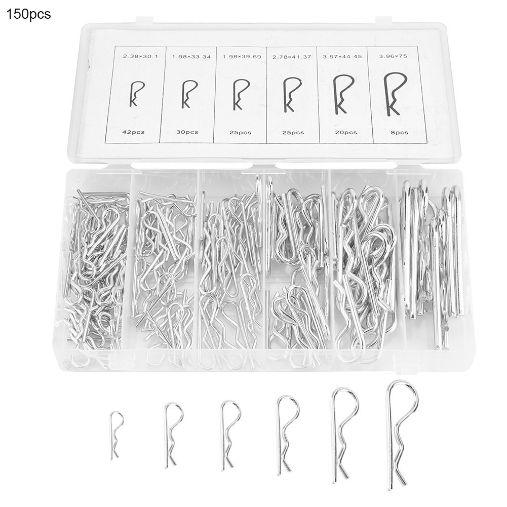 150 Splinte (typ R), Wellenstifte, Stifte Typ B, Federstifte, Haarnadeln, Verriegelungsstifte, Einsteckstifte