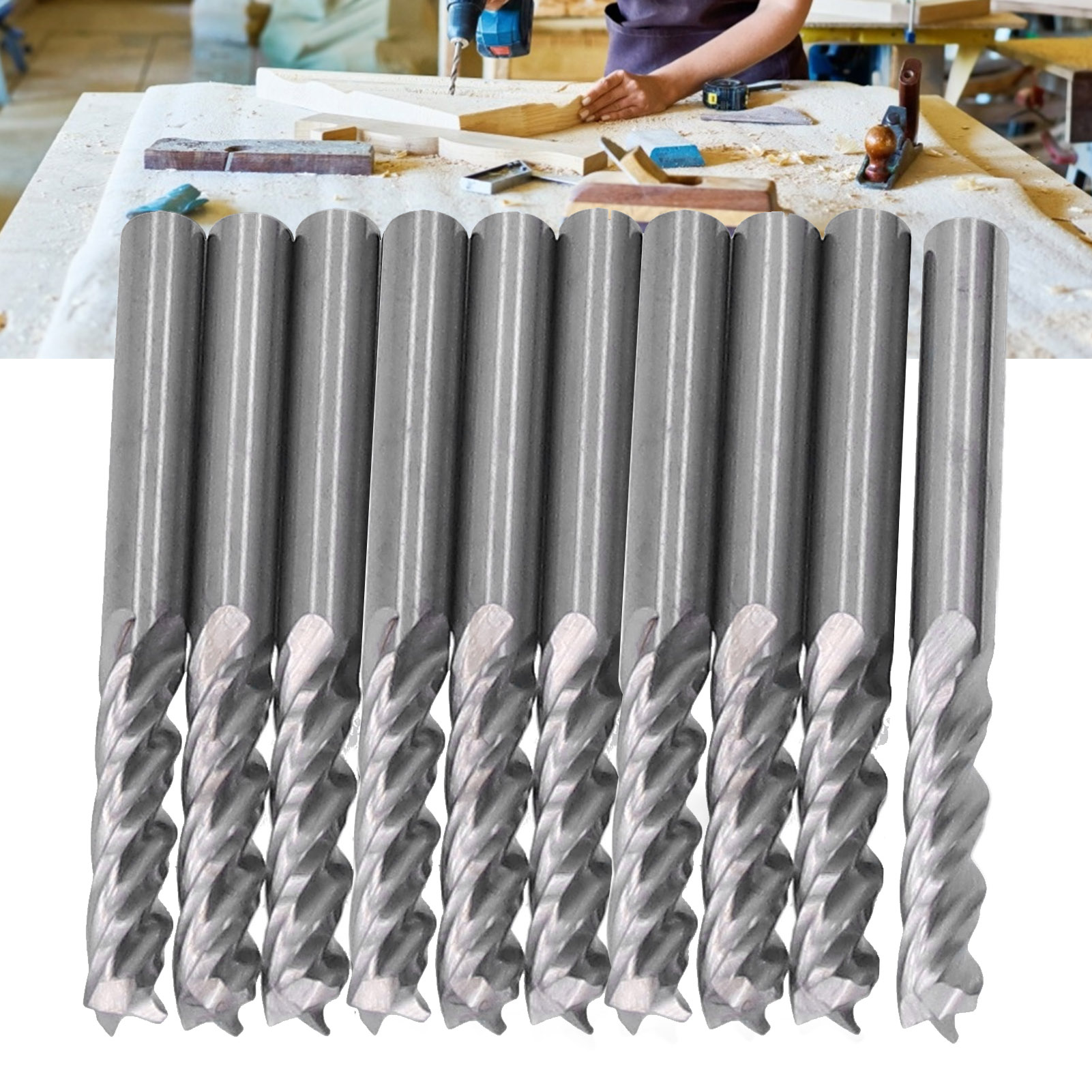 Gravierfräser Aus Acryl, Vierschneidig, 3,175 X 15 Mm, Packung Mit 10 Stück.