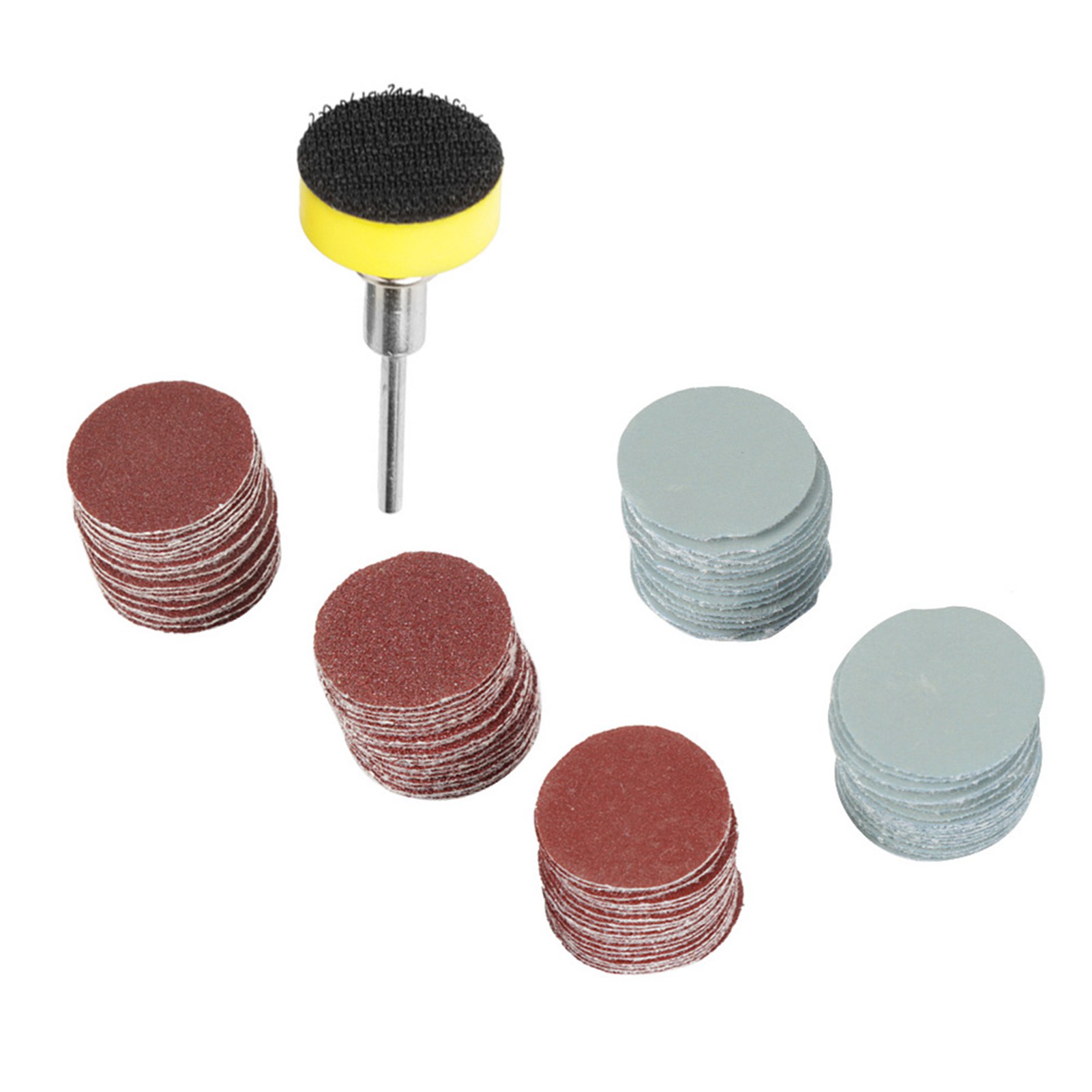 100 Gemischte Schleifscheiben Mit 25 Mm Durchmesser + 1 Schleifscheibe Mit Einem Schaftdurchmesser Von 1/8" (je 20 Stück Der Körnungen: 100p, 180p, 240p, 1500p Und 3000p)