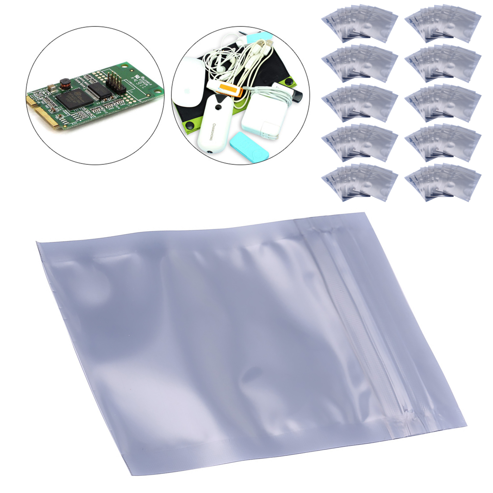 Antistatische Beutel, Beutel Mit Aufreißlasche, Selbstverschließende Beutel Zum Schutz Von Batterien, Elektronikverpackungen, Packung Mit 100 Stück, Silbergrau, 6 X 9 Cm