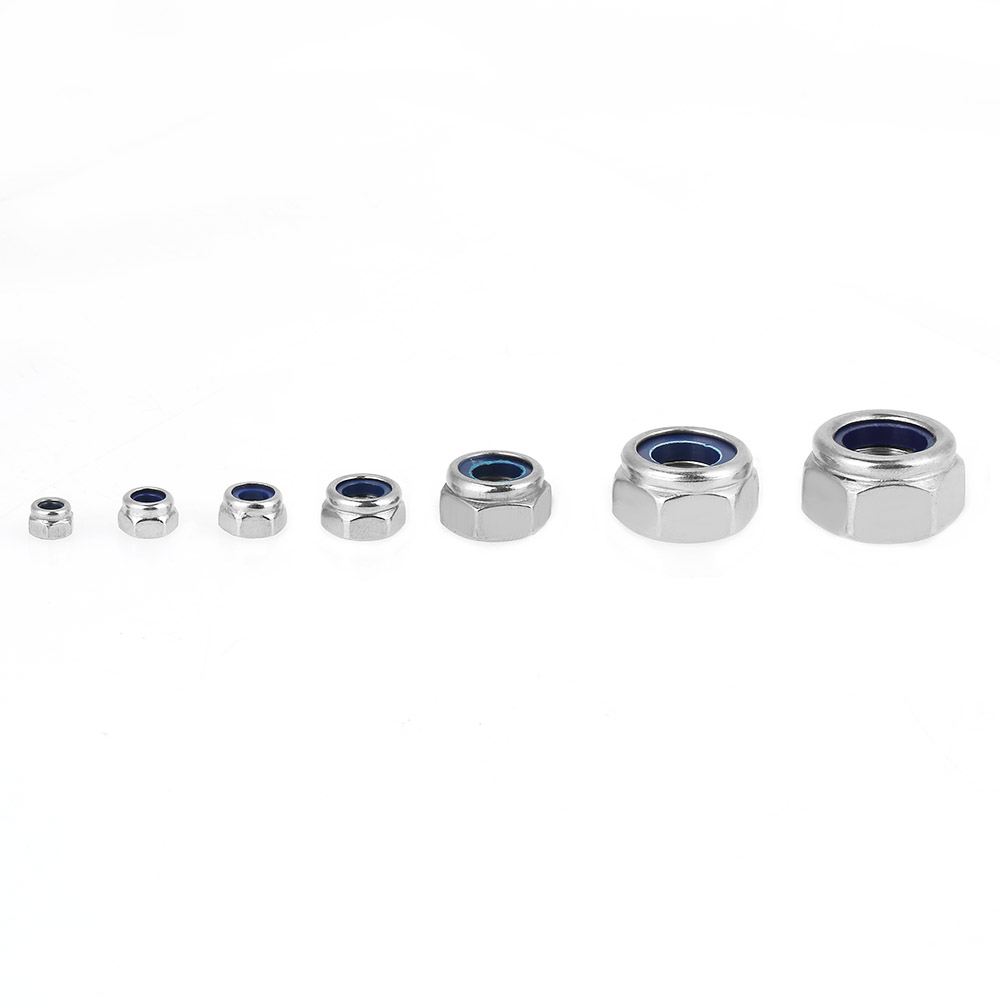 Satz Mit 175 Selbstsichernden Muttern Aus Edelstahl 304 Und Nylon (m3, M4, M5, M6, M8, M10, M12)