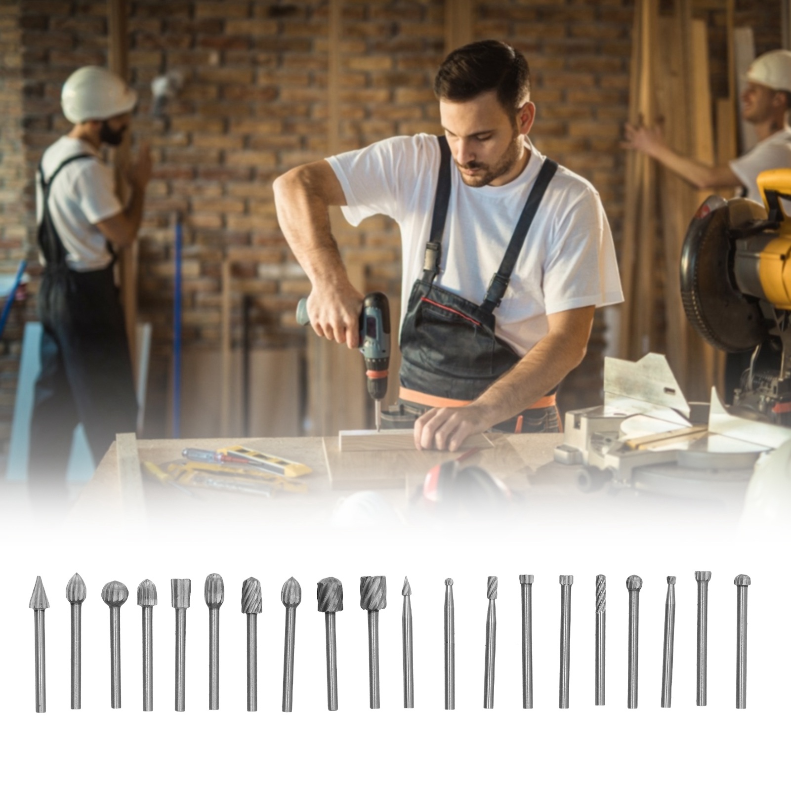 Set Mit 20 Rotierenden Hss-feilen Für Holzbearbeitung, Schnitzen Und Schleifen. Zubehör Inklusive.