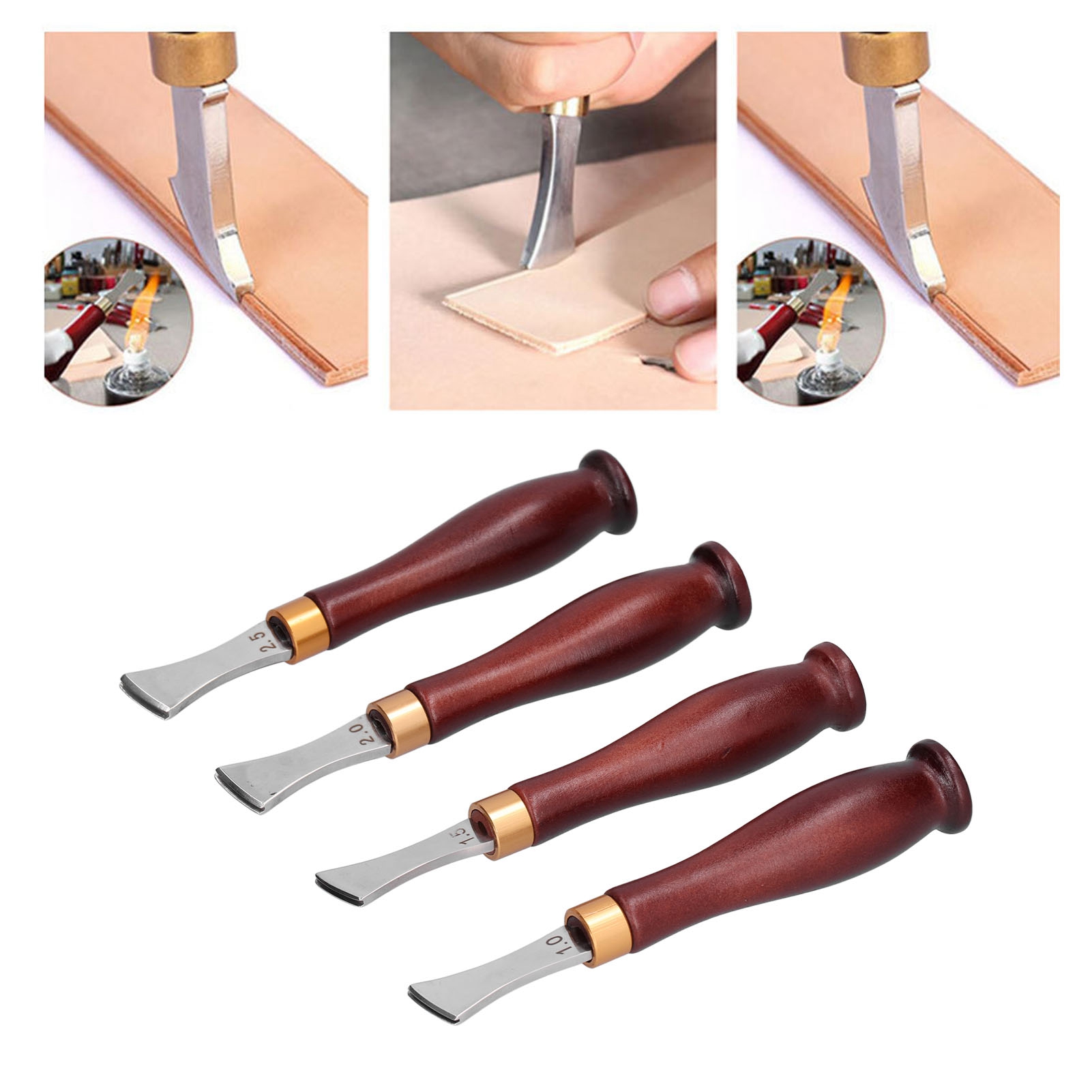 Lederrillenwerkzeug (4-teilig): Flache Rundstichpresse (1,0-2,5 Mm), Lederkantenpresse, Lederrillenwerkzeug-set (zum Selbermachen).