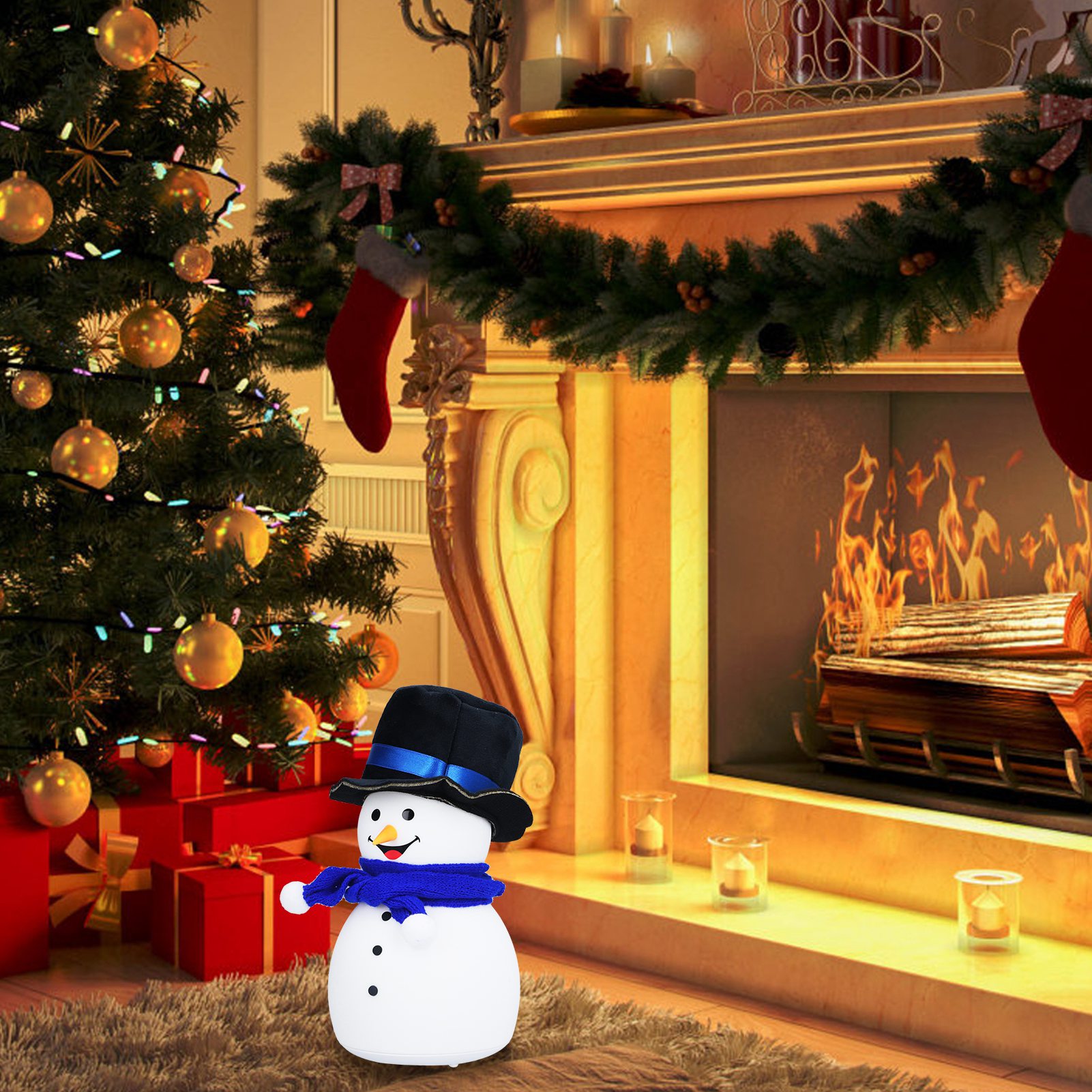 Silikon-schneemann-nachtlicht, Usb-aufladbar, Berührungsempfindlich, Mit Sieben Farben Und Musik, Tischlampe Für Jungen.
