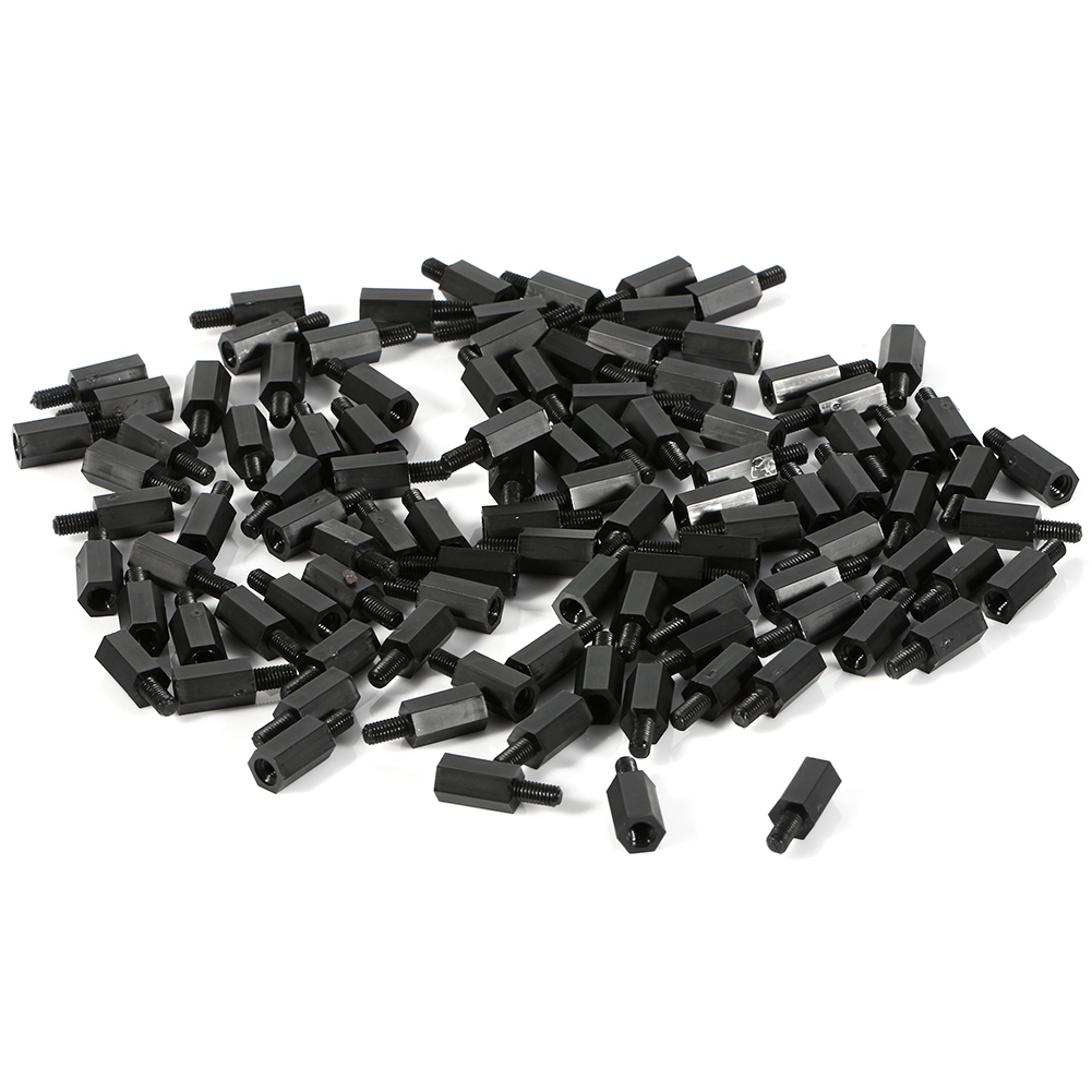 Sechskant-distanzscheibe Mit Einzelkopf, Nylon-durchgangsschraube, M310+6, Schwarz, 100 Stück/beutel