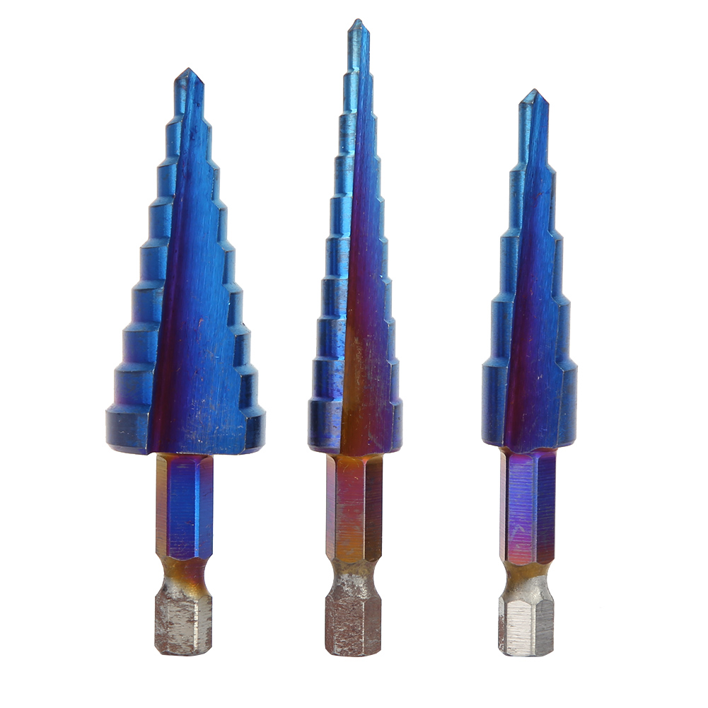 3 Blau Beschichtete Sechskant-stufenbohrer, Pagodenbohrer Für Reibahlen/bohrer