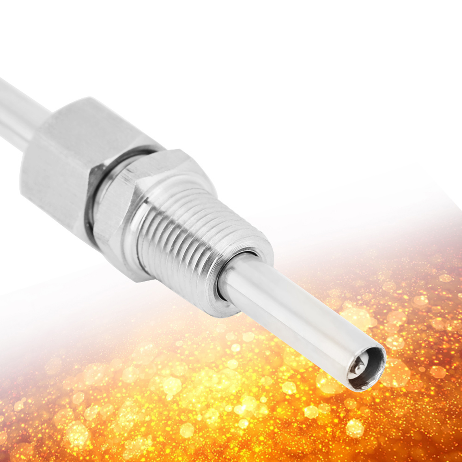 Offener Thermoelement-temperatursensor Typ K Mit Winkelstück, Stecker Und Gelbem Stecker.