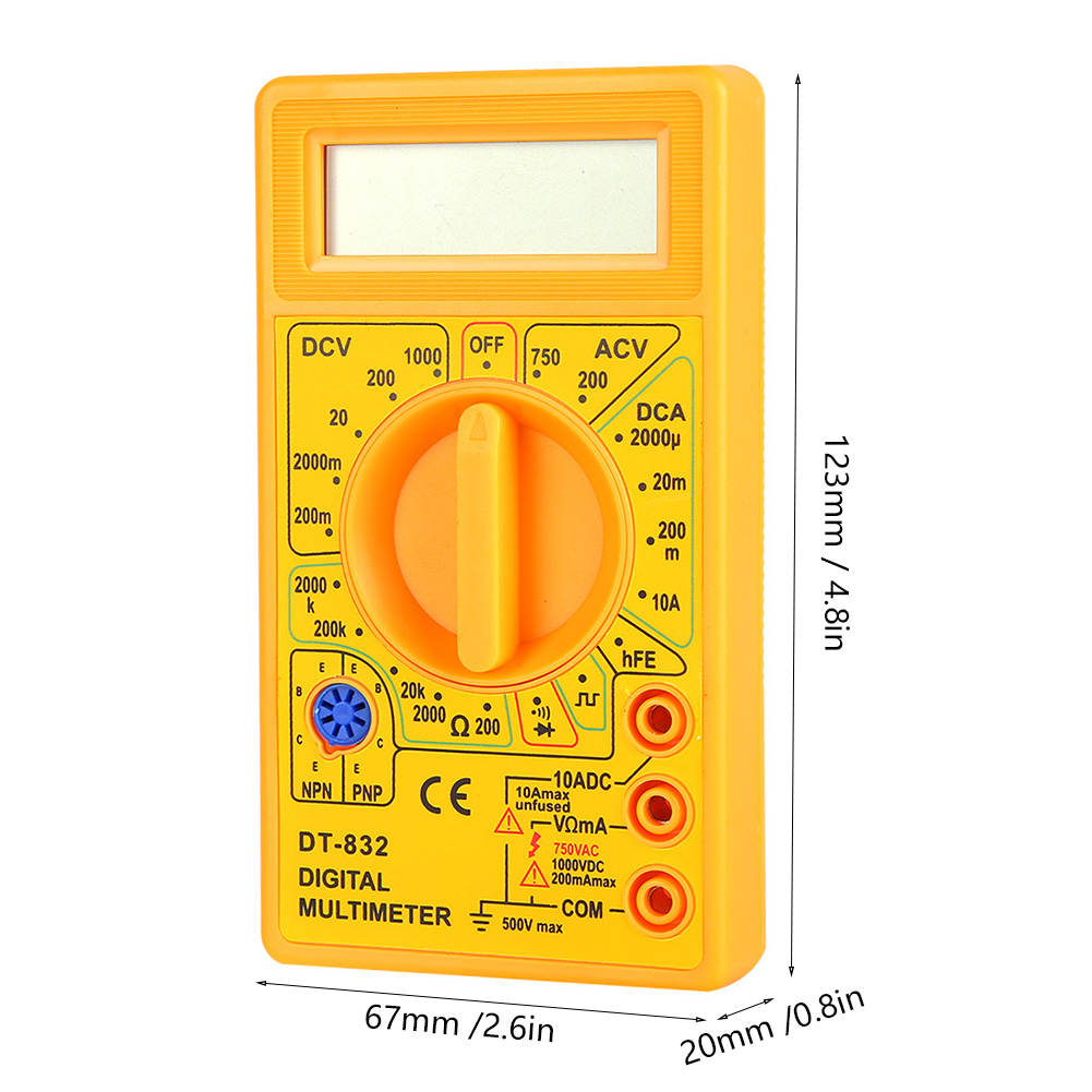 Dt832 Einsteiger-digitalmultimeter Mit Digitalanzeige Und Summer (gelb)