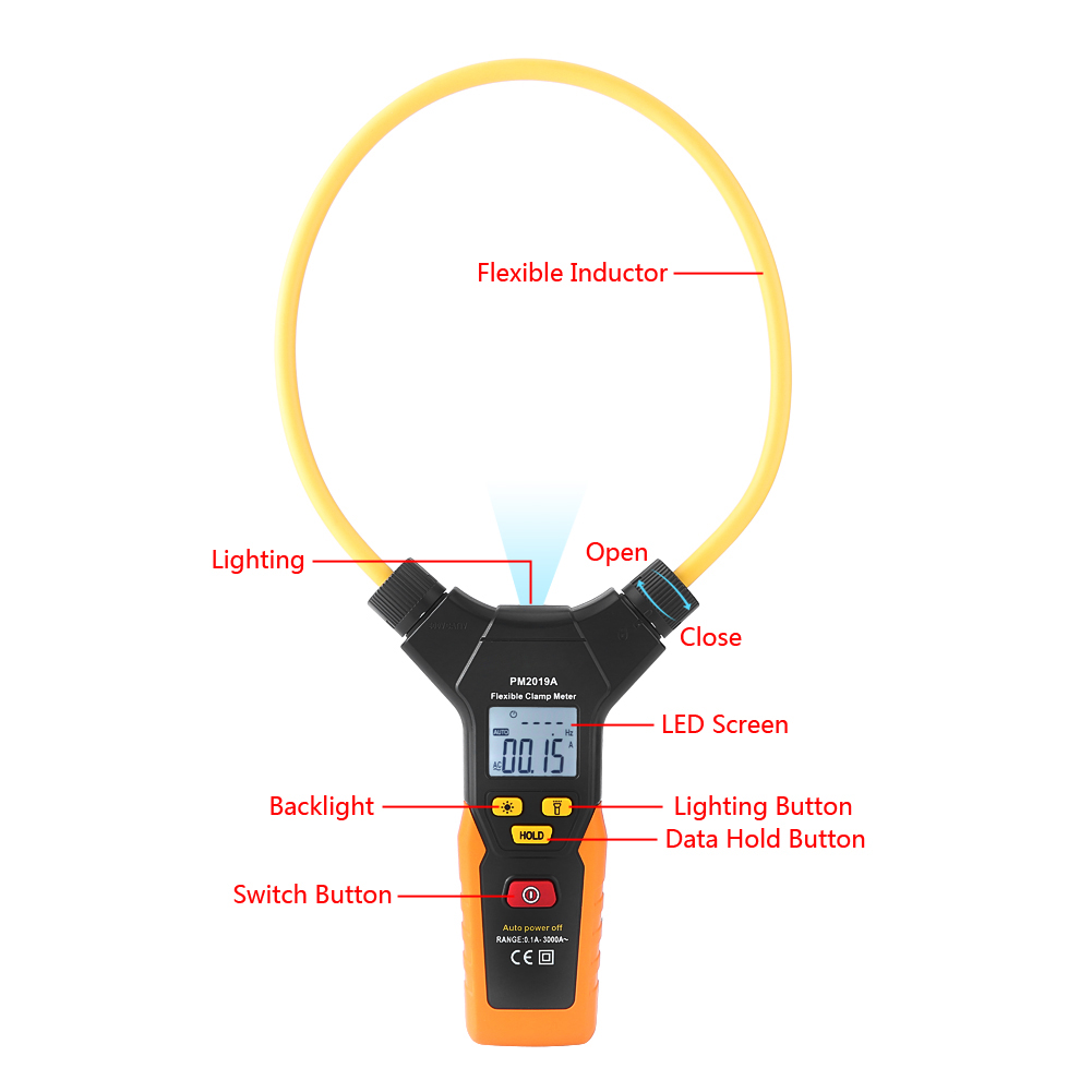 Peakmeter Pm2019a Hochpräzises, Tragbares Digitalmultimeter Mit Flexibler Stromzange Zur Messung Von Wechselstromwiderstand Und Frequenz