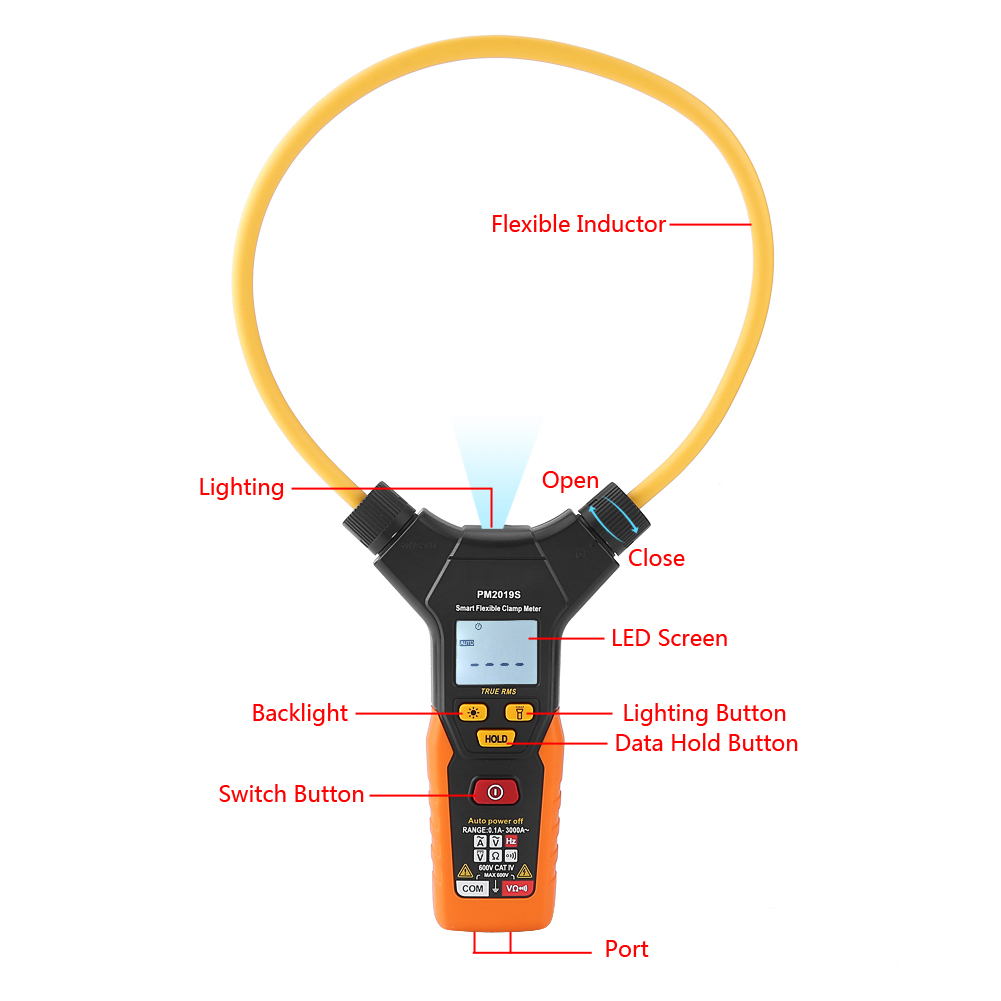 Peakmeter Pm2019s Tragbares, Hochpräzises Digitales Multimeter, Flexibles Zangenmessgerät Für Widerstands- Und Frequenzmessungen