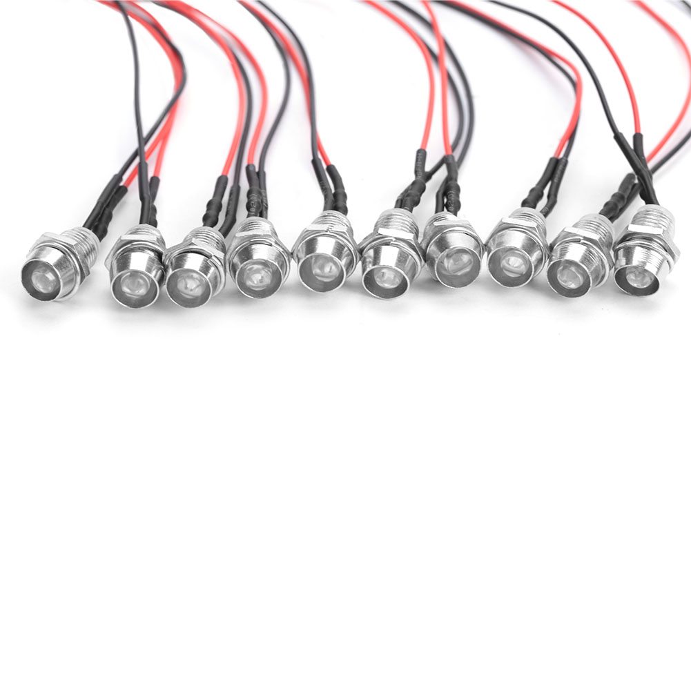 Packung Mit 10 Wasserdichten 8mm 12v Metall-led-perlen Mit Verkabelung Für Signalzwecke.