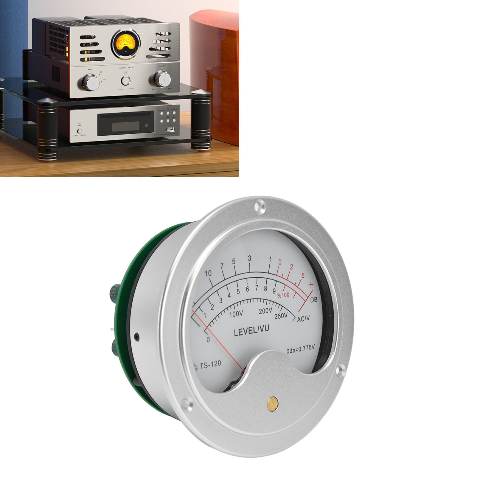 Ts-120 Vu-meter, 120 Mm Mit Netztransformator, Gleichspannungsmesser Für 12-v-röhrenverstärker, Silber