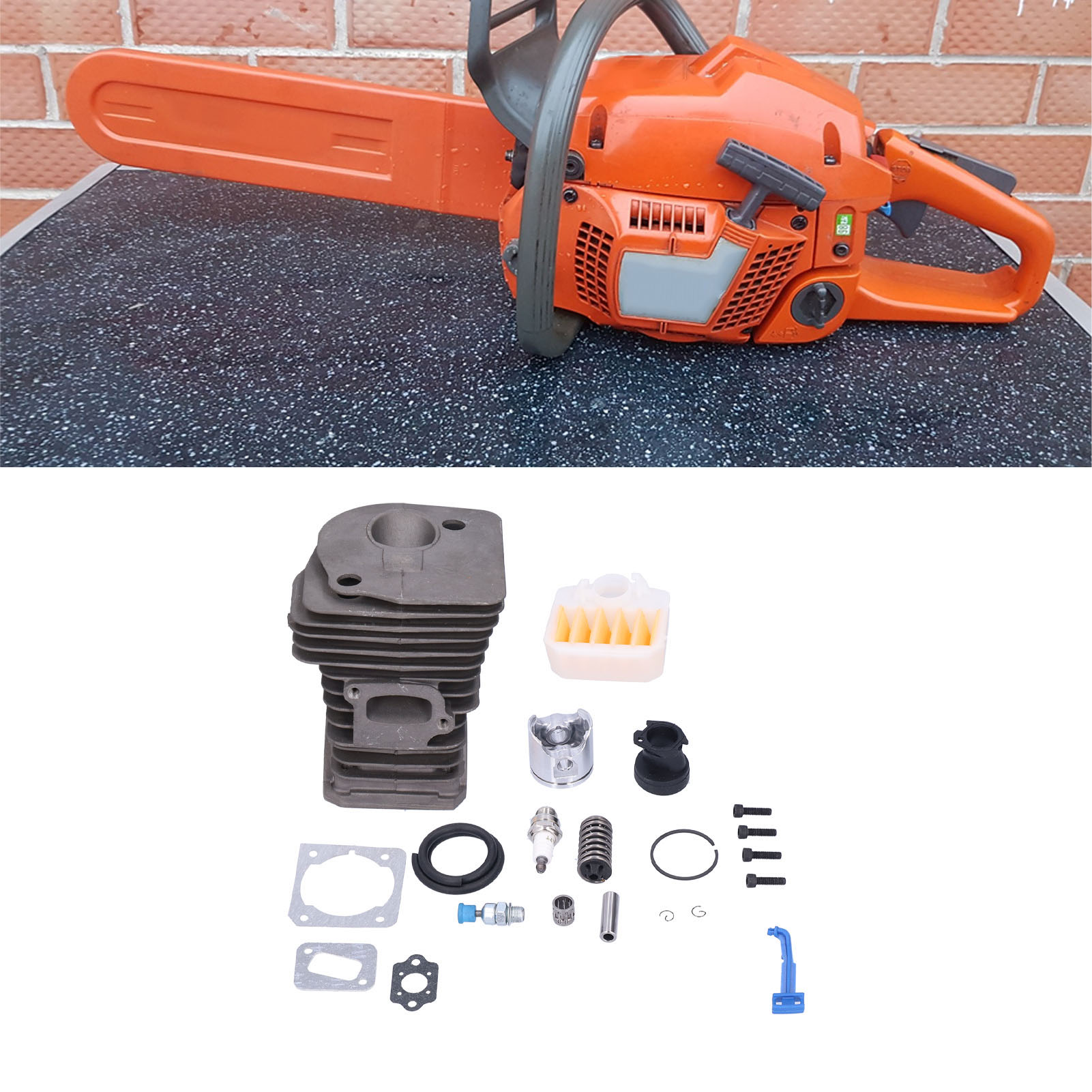 Geeignet Für Husqvarna 340 345 350 Kettensägen, Einschließlich Zylinderkolben, Luftfilterpapierdichtung, Ansaugkrümmer, Zündkerze Und Druckminderungsventil (40 Mm).