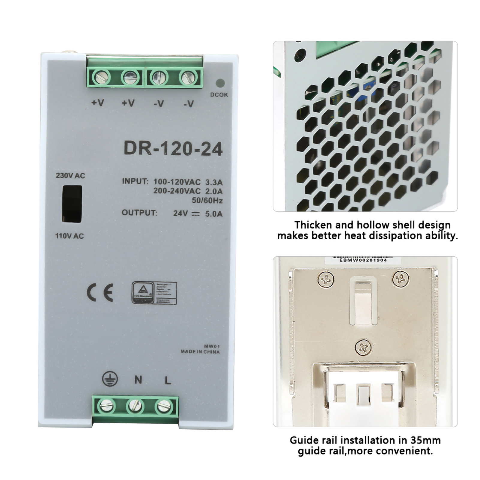 Dr-120-24 Netzteil Mit Einer Ausgangsschiene