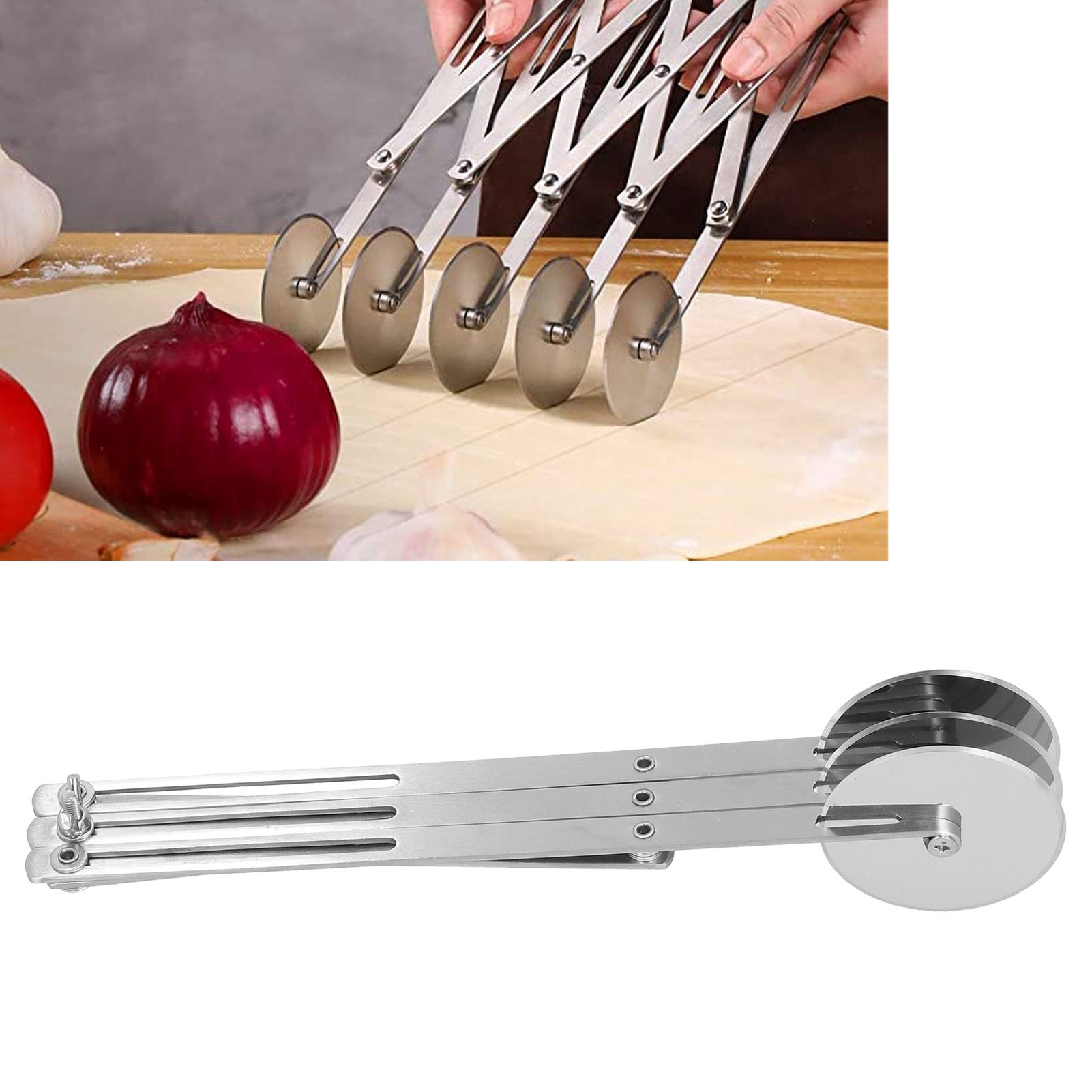 Teigschneider Mit Mehreren Walzen, Pizzaschneider, Teigschneider Aus Edelstahl, Pizzaschneider Zum Backen, Fladenbrotschneider, Dreiwalzenmesser