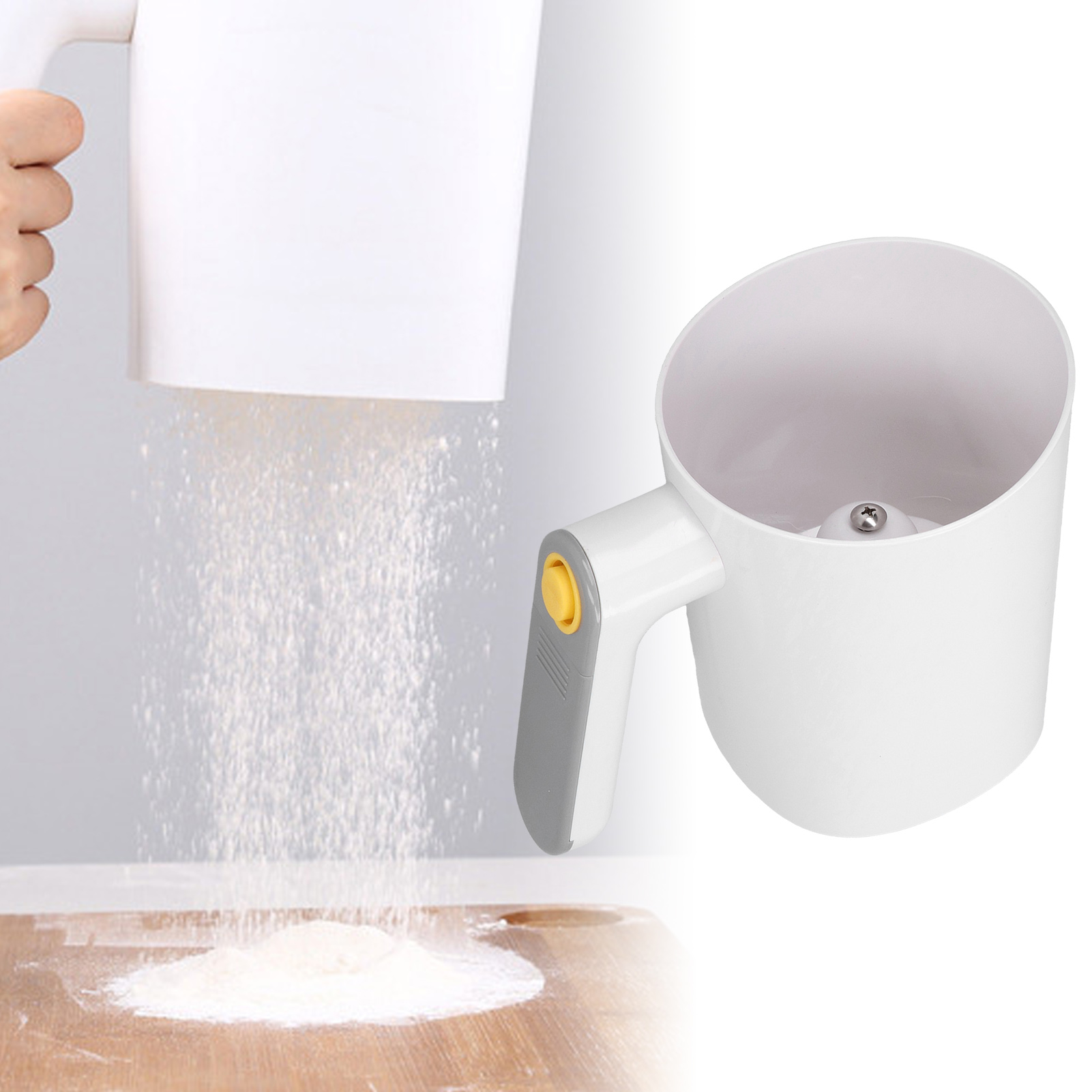 Elektrisches Mehlsieb, Feinzuckersieb, Filtersieb, Haushaltsküchengerät, Becher-pulversieb.