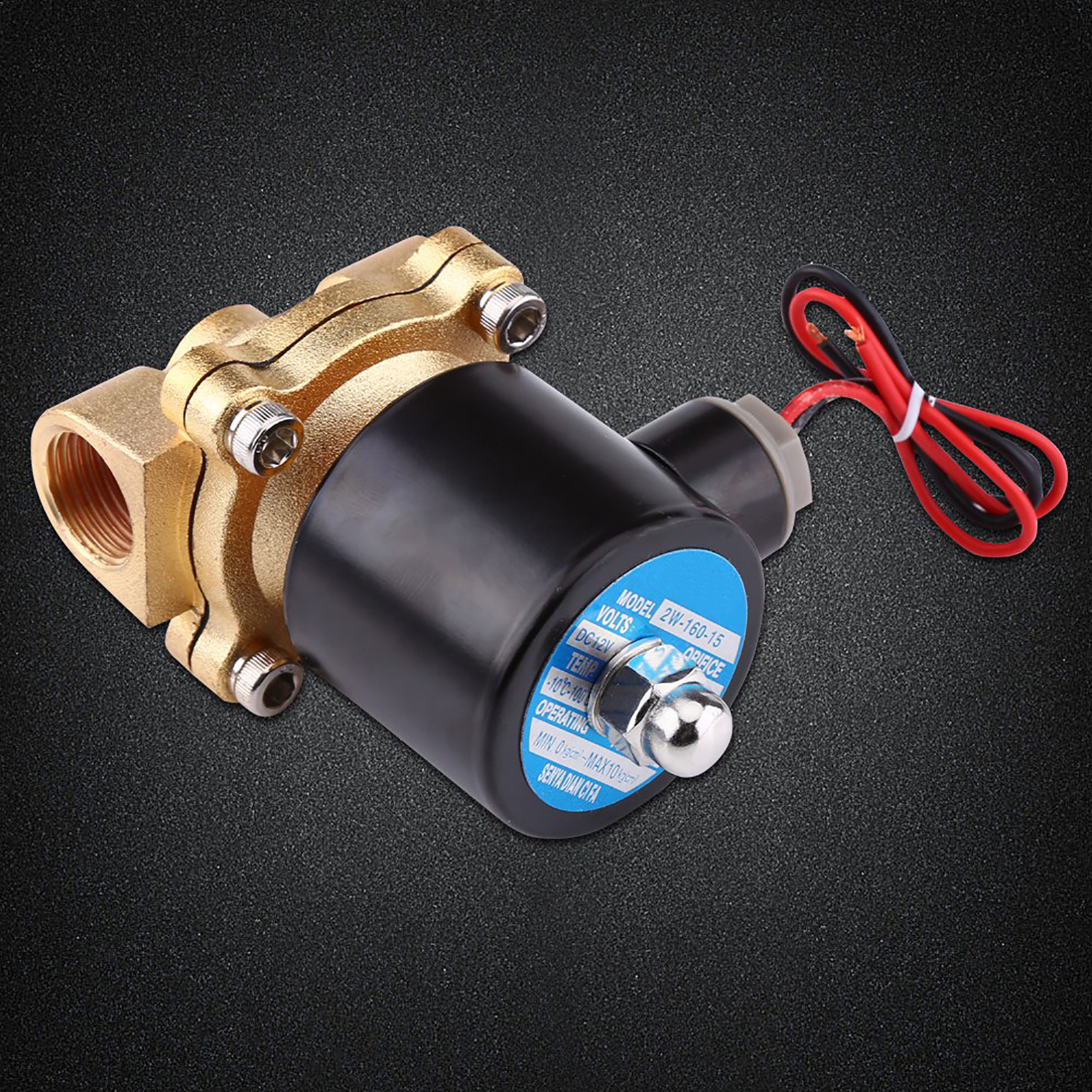 Normalerweise Geschlossenes Magnetventil Unter Druck, Ventilgehäuse Aus Zinklegierung, Dn15, 4-punkt Dc12v, Zufällige Drahtfarbe.