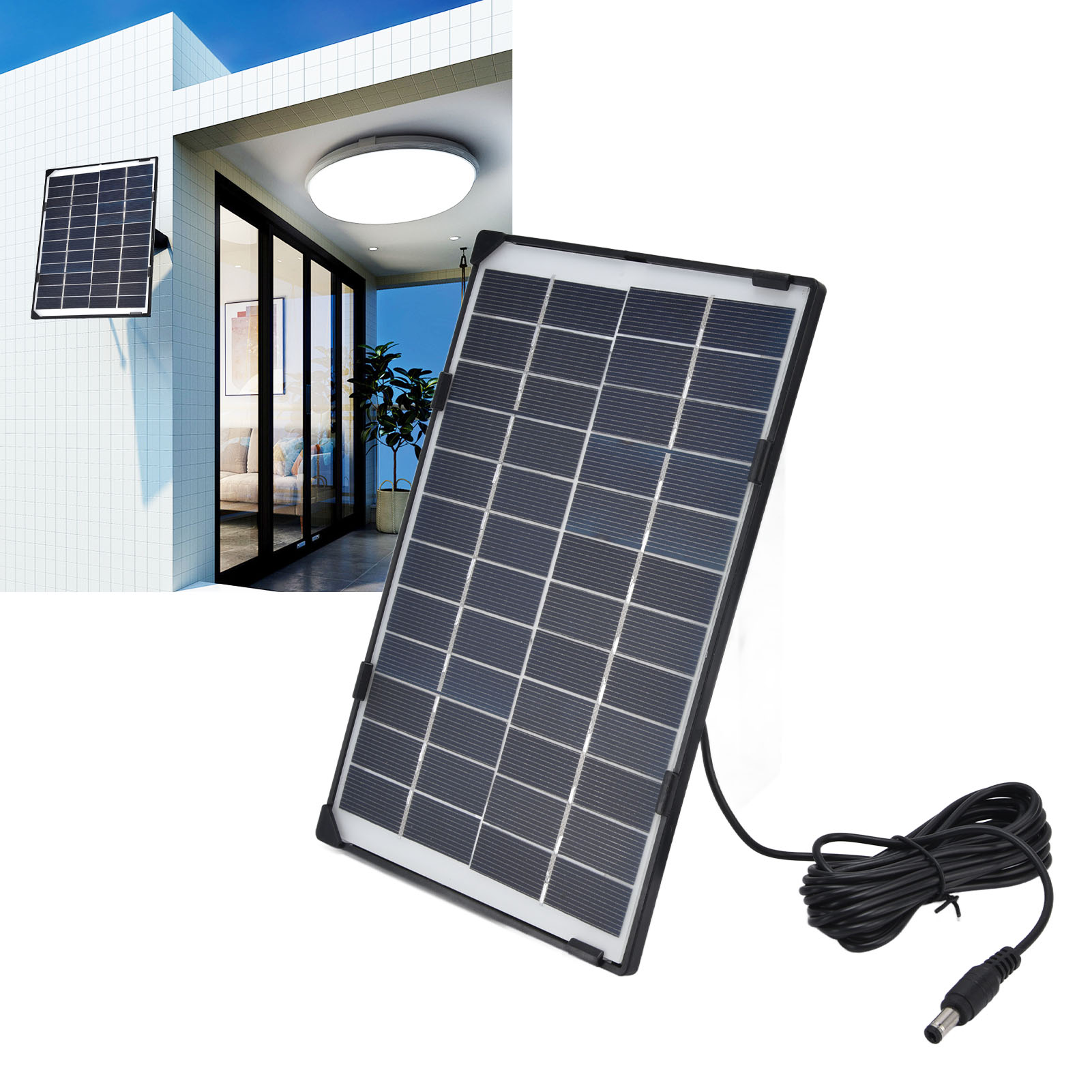 6w 12v Solarpanel Für Außenkameras, Überwachungsbeleuchtung, Solarladung, Dc5521-ausgang