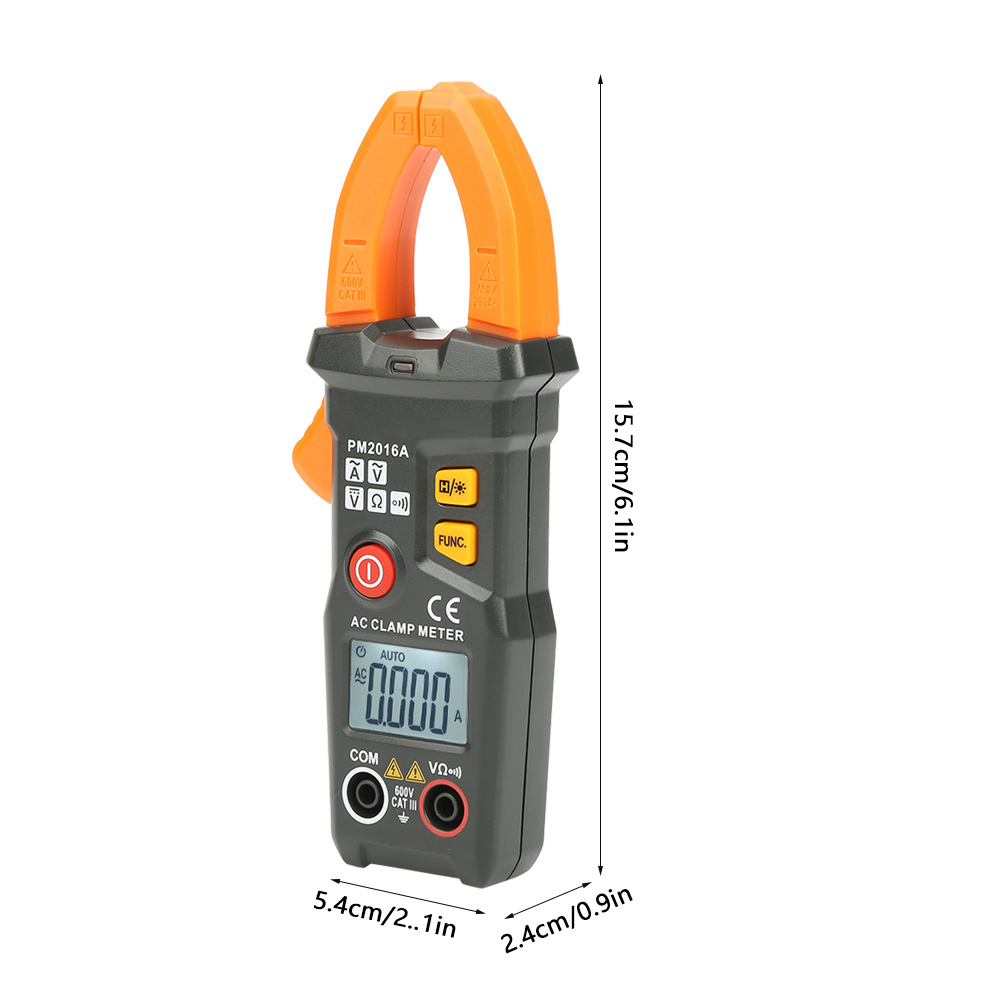 Peakmeter Pm2016a Digitales Zangenamperemeter, 6000 Zähler, Intelligentes Multimeter, Ac/dc-spannung, Ac-widerstand, Frequenz