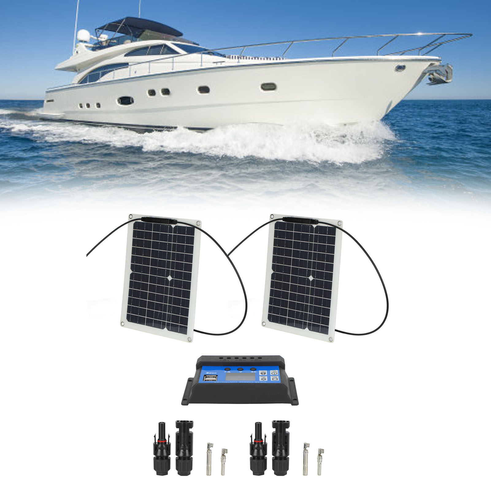 15-w-solarpanel-laderegler-set Für Autos, Yachten Und Boote – Solarpanel + 40-a-laderegler