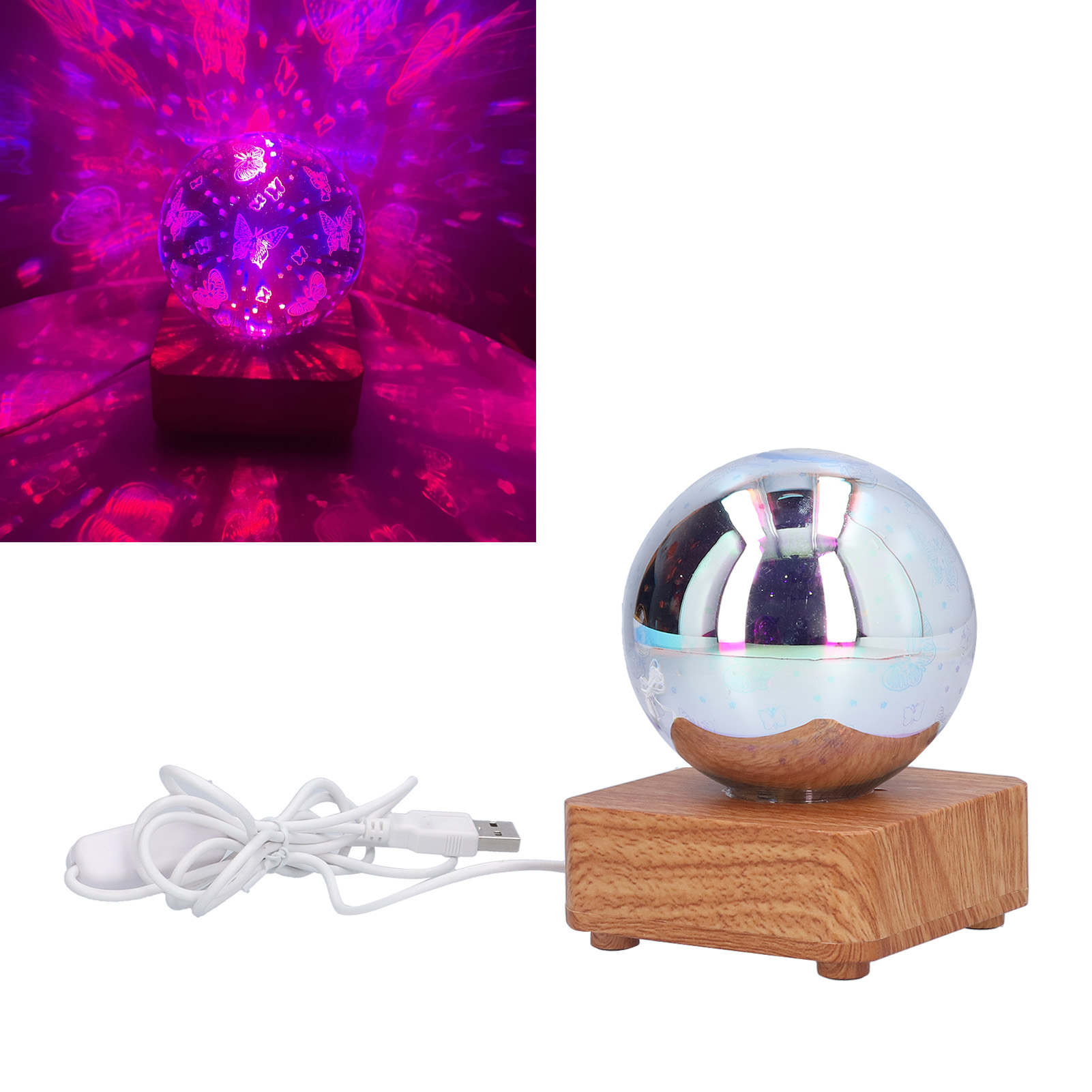 Led-nachtlicht, Usb-projektor, Rgb-tischleuchte Mit Glaskugel