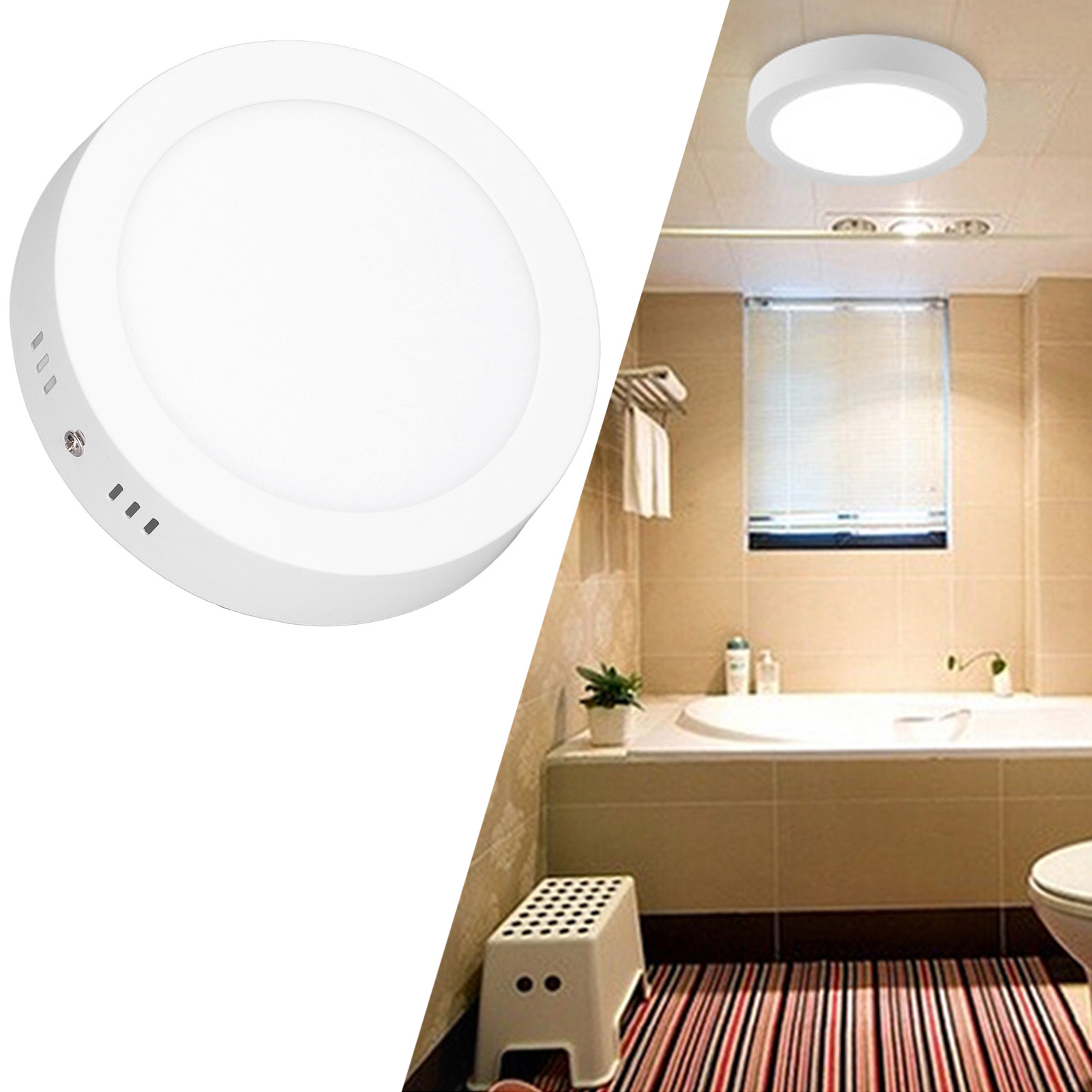 Moderne Led-deckenleuchte Zur Aufputzmontage, 6500 K/12 W, Runder Einbaustrahler Für Küche Und Bad, Flache Lichtplatte