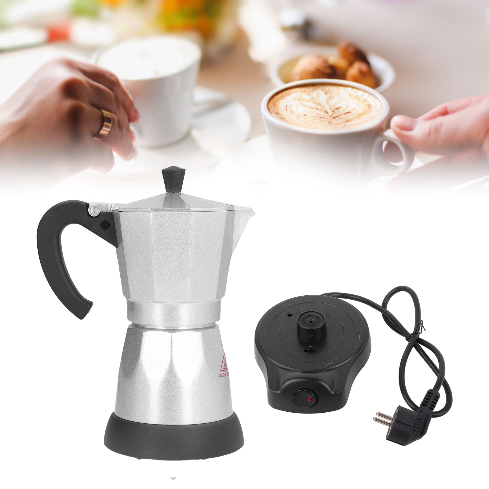 Elektrische Mokkakanne Aus Aluminium (300 Ml) Für 6 Personen, Filterkaffeemaschine, Kaffeemaschine
