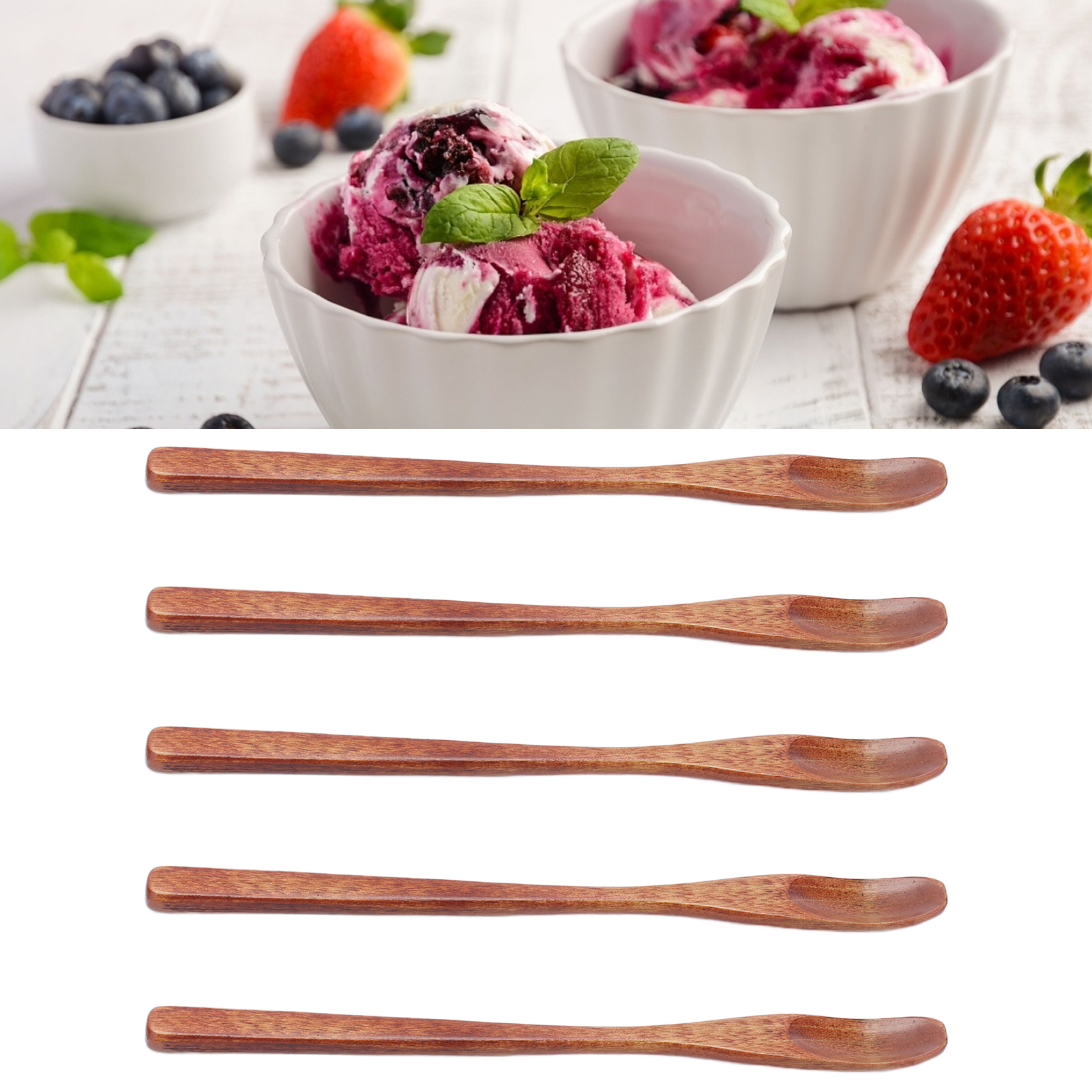 Neuer Schmalköpfiger Holzlöffel Im Japanischen Stil, Natürliche Holzfarbe, Hitzebeständig, Geeignet Für Kinder Und Kann Als Eislöffel Verwendet Werden.