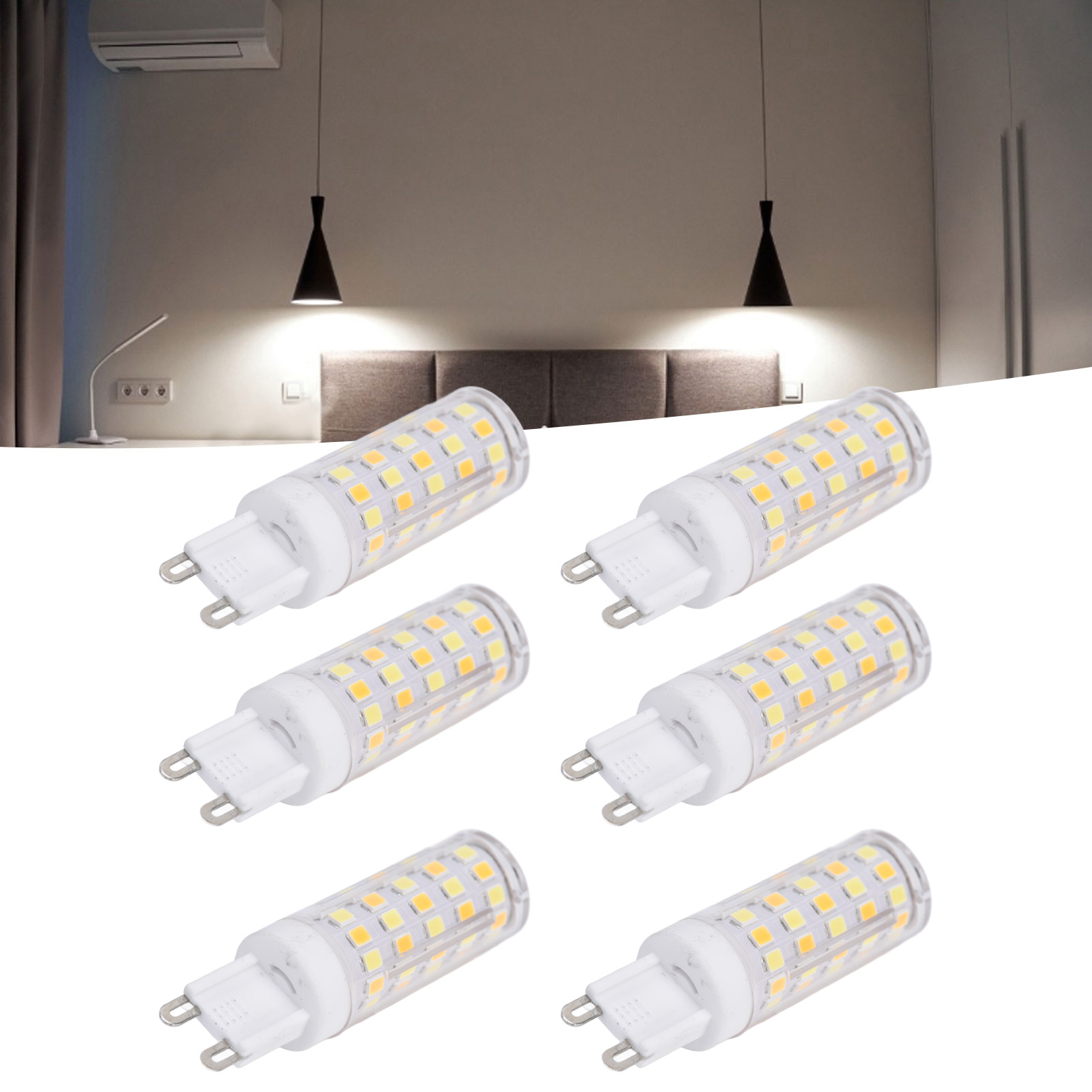 6er-pack G9 9w Led-lampen (66 Leds), Drei Lichtfarben, Für Pendel-, Decken-, Wand- Und Tischleuchten. 6er-pack Erhältlich.
