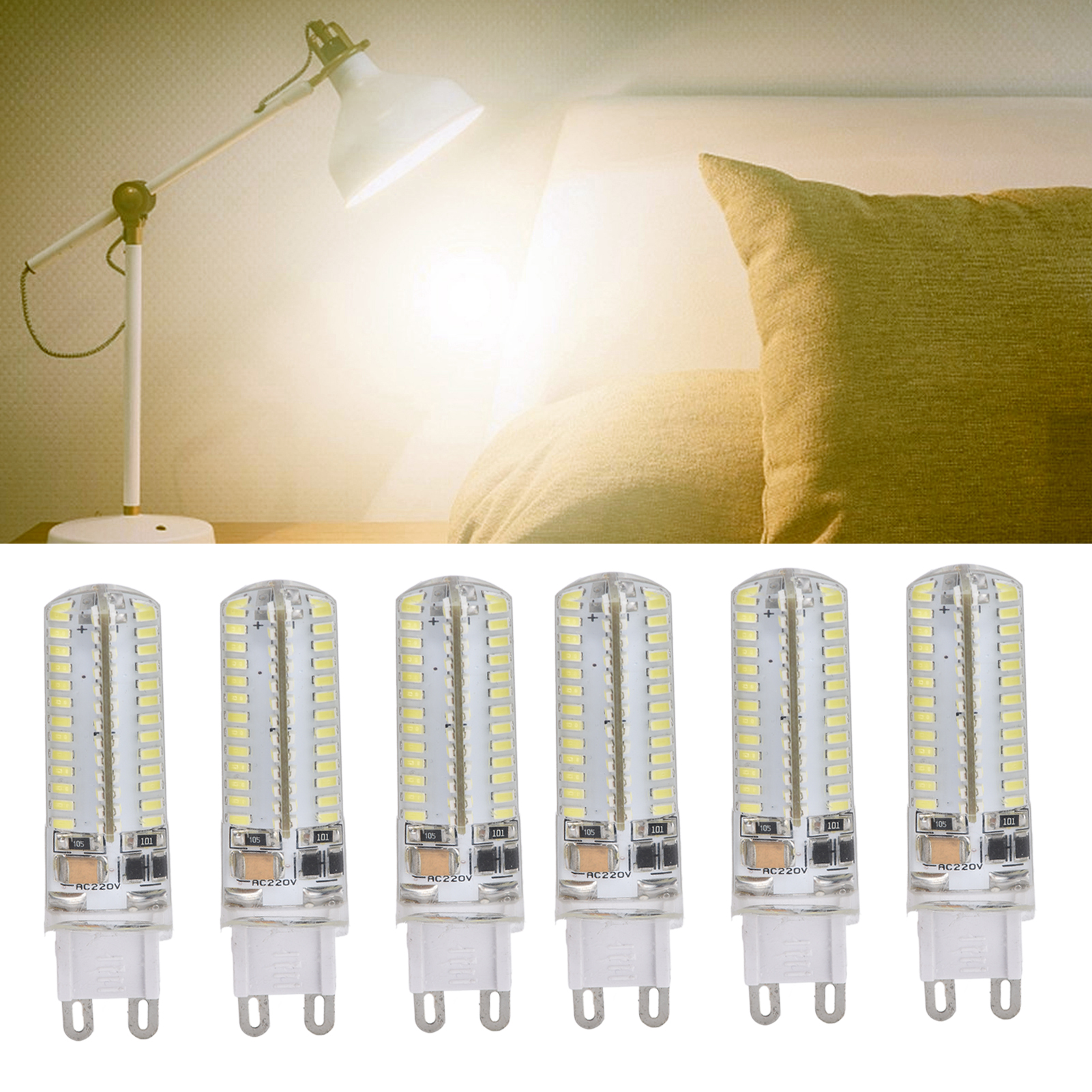 G9 Silikonlampen, 6er-pack, 5w, 104led, Geeignet Für Pendelleuchten, Deckenleuchten, Wandleuchten Und Tischlampen (6 Sets) / Warmes Licht.