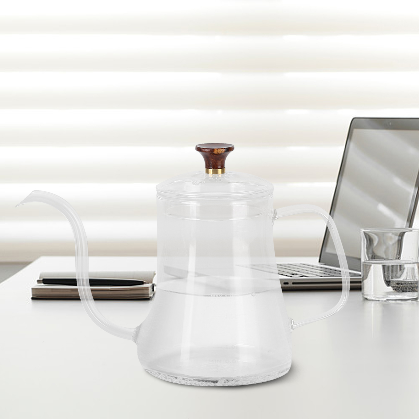 Kaffeekanne Aus Glas, Langer Ausguss, Umgekehrter Ausguss, In Verschiedenen Farben Erhältlich, Gebogen, 600 Ml.