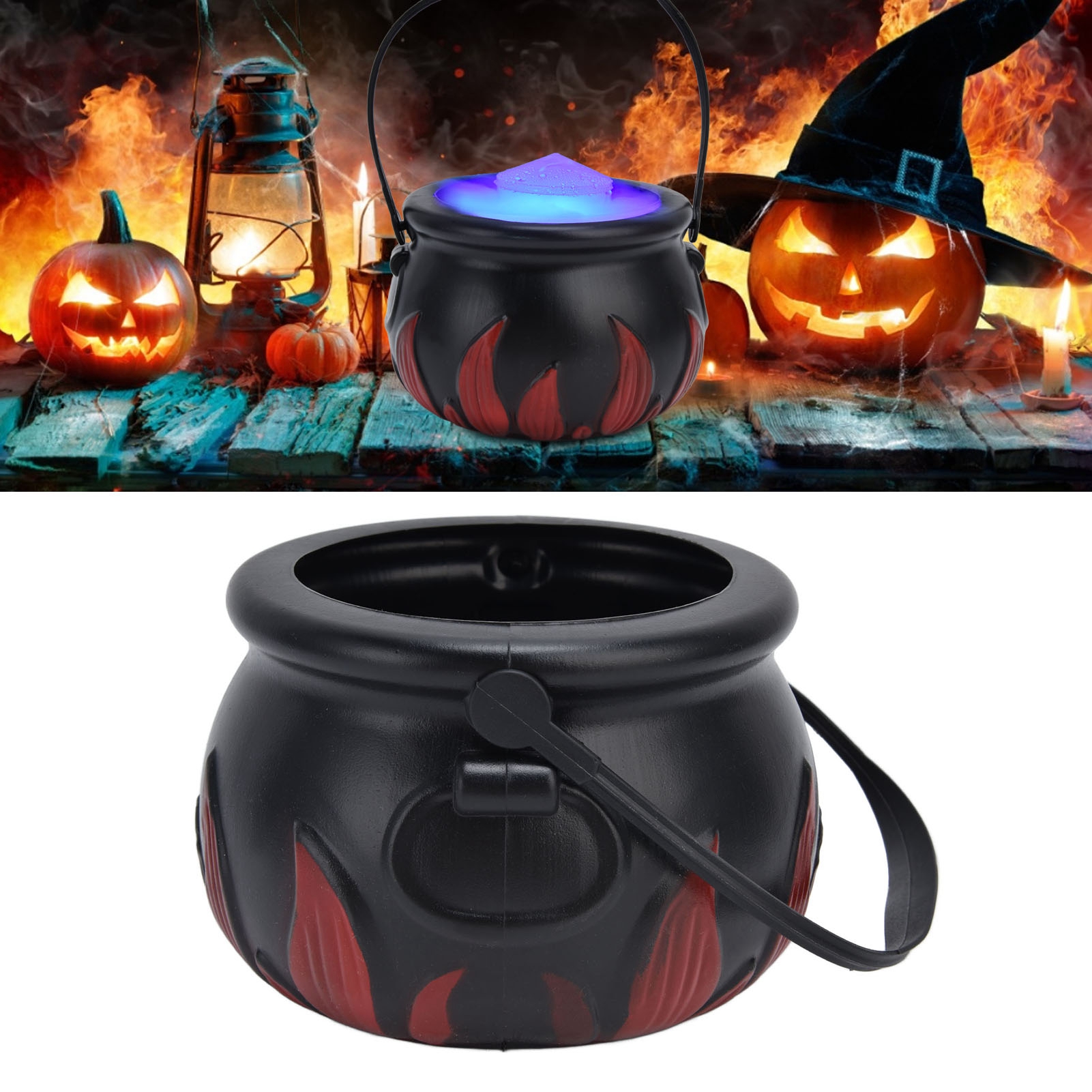 Halloween-lichter, Hexenglaslampen, Bunte Led-dekorationslichter, Hexengläser, Nebellampen, Farbwechselnde Party-stimmungslichter, Rote Flammenlichter (us-standard).