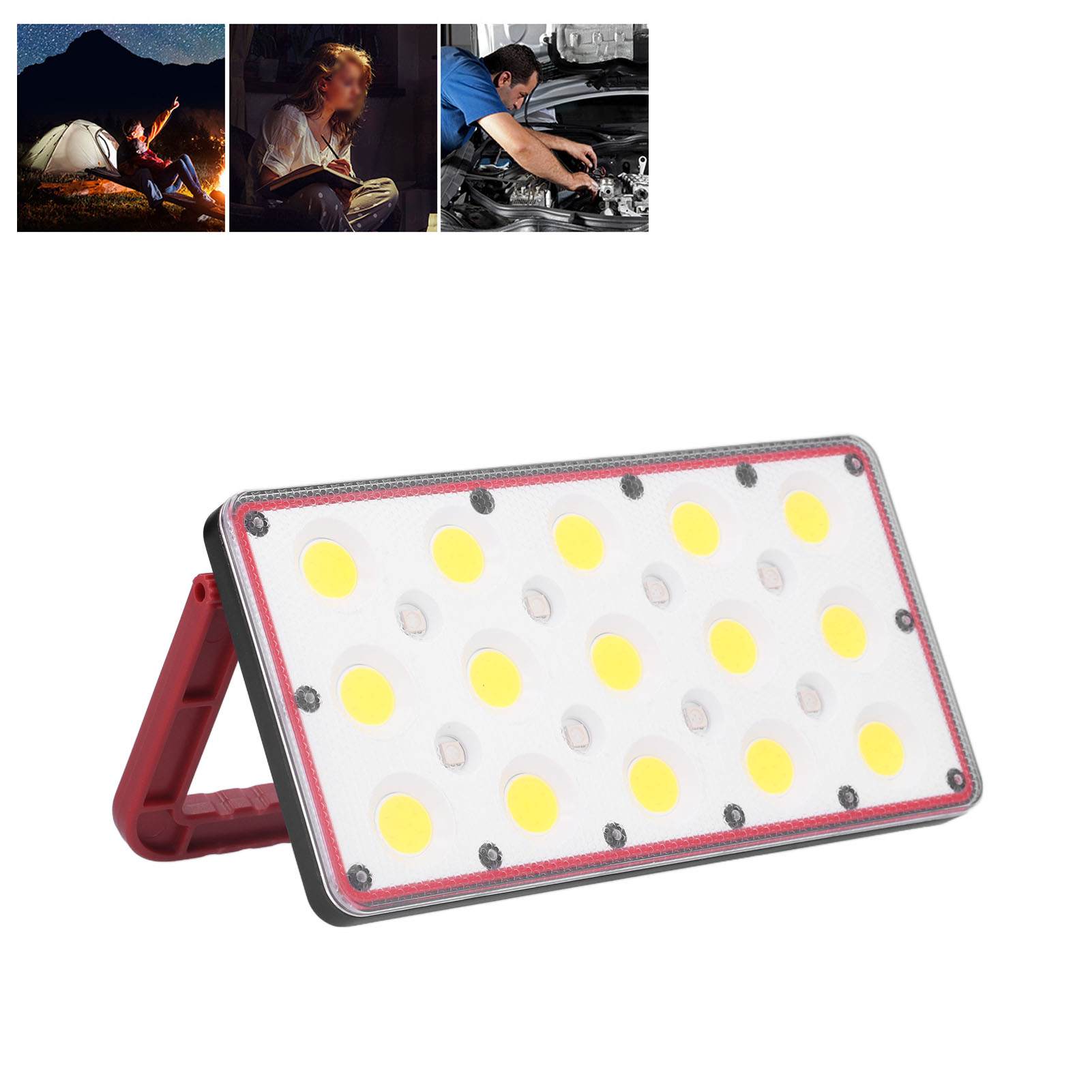 Led-scheinwerfer, Rotes Und Blaues Licht, Multifunktionale Outdoor-campinglampe, Tragbare Und Wiederaufladbare Reparaturlampe.