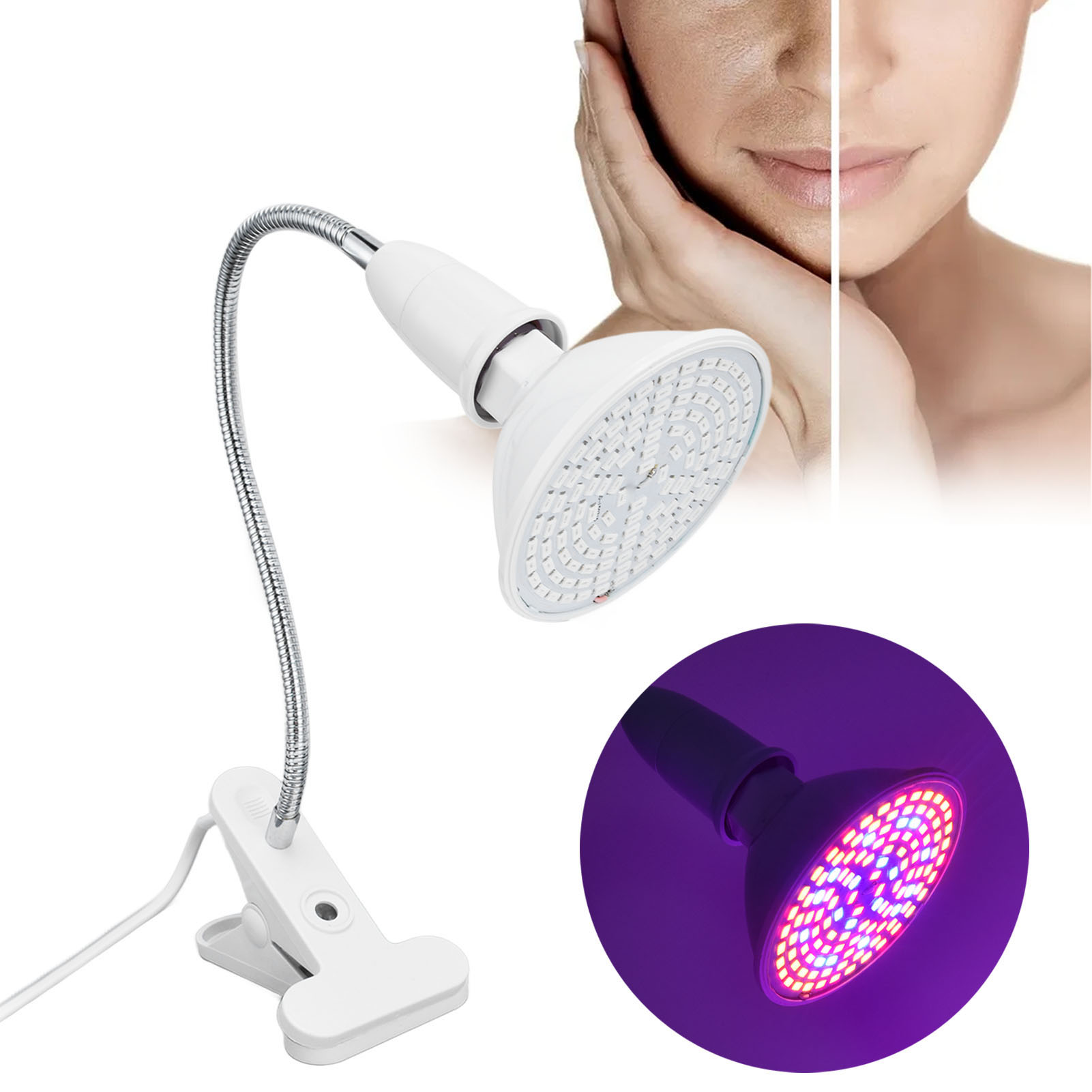 120-led-schönheitslampe Mit E27-fassung, Klemme, Fassung Und Ständer Lichttherapielampe Für Das Gesicht (europäischer Standard)