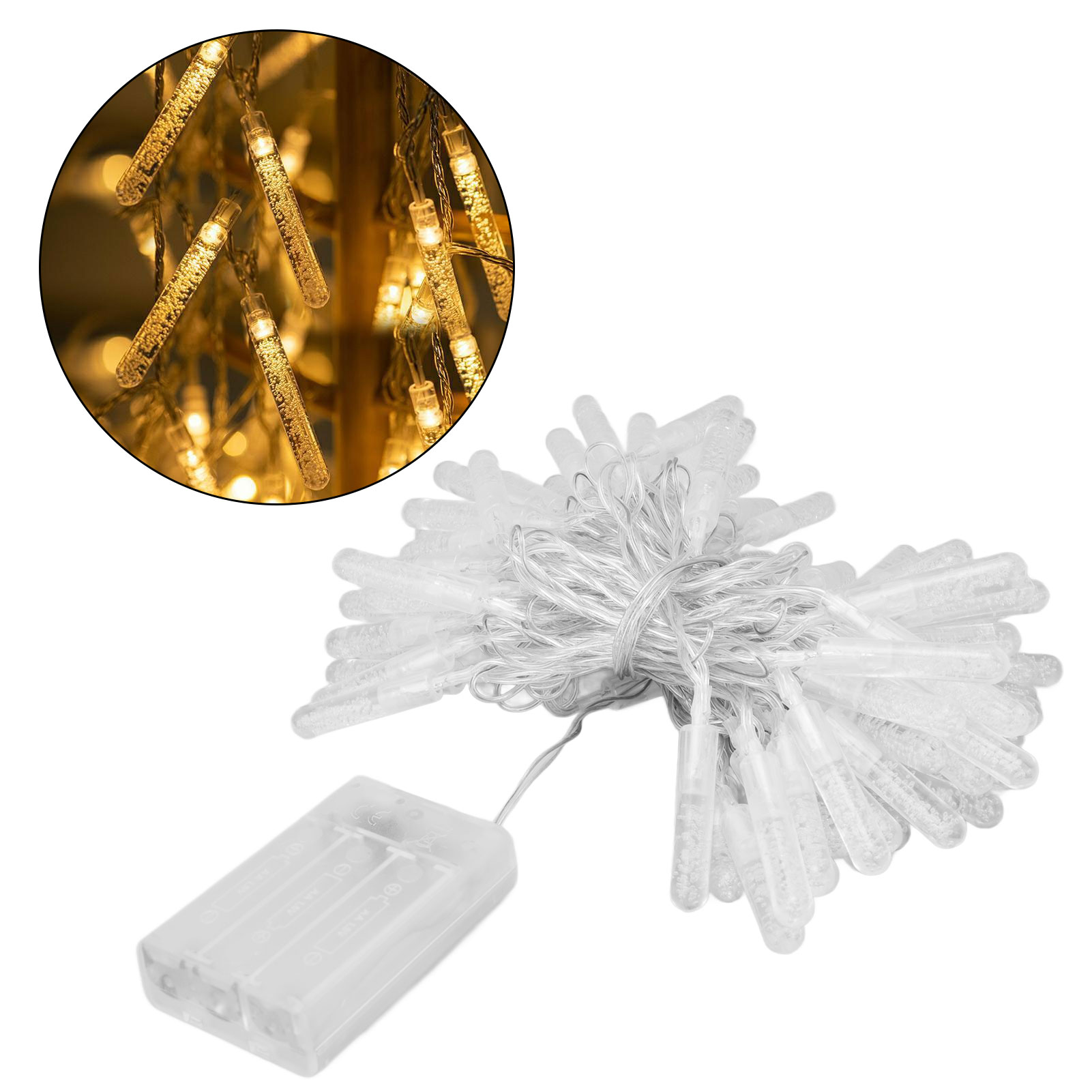 10 Meter Lange Led-lichterkette Mit Kristall-effekt Und Blasenmuster, Zwei Beleuchtungsmodi Für Partys, Schlafzimmer Und Geburtstage. Batteriebetrieben.