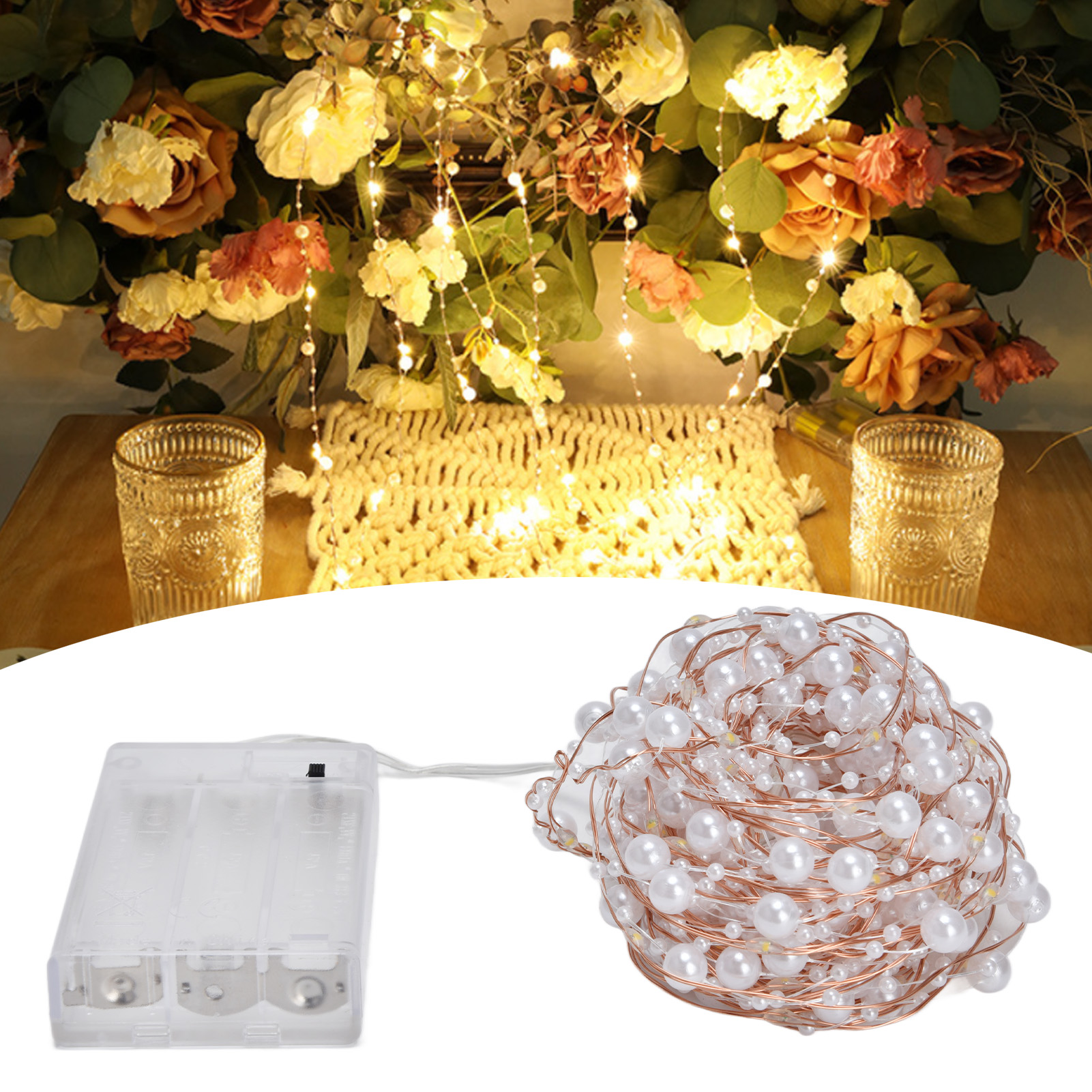 10 M (32,8 Fuß) Lange Led-lichterkette Aus Kupferdraht, Perlen-lichterkette, Weihnachtsdekoration Fürs Schlafzimmer, Sternförmige Lichterkette Aus Kupferdraht, Mädchenhafte Weihnachts-lichterkette.